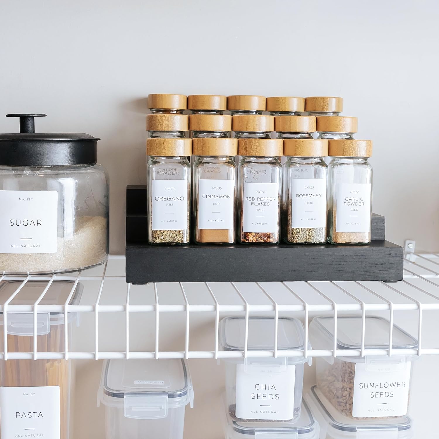 3-Tier Expandable Spice Rack Organizer, Black | Fits 36 spice jars, pantry storage, non-slip feet