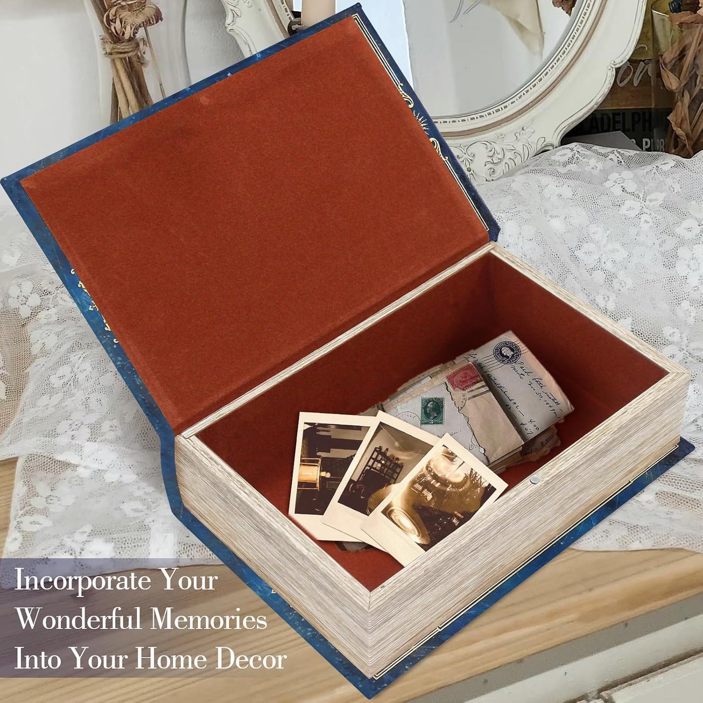 Astrology Book-Shaped Wooden Keepsake Box / L/ZODIAC / Gold