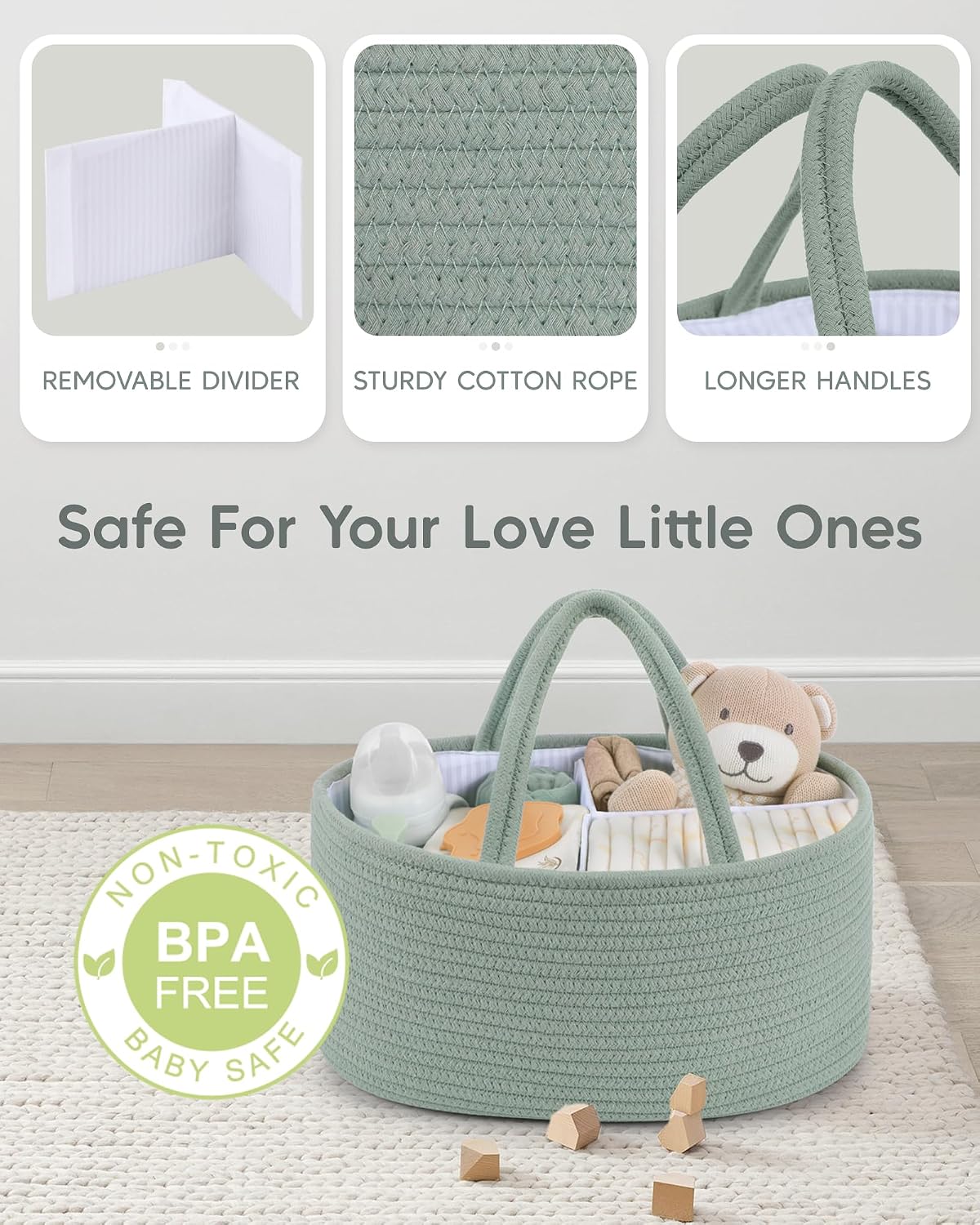 Diaper Caddy Organizer for Baby / Large / Green