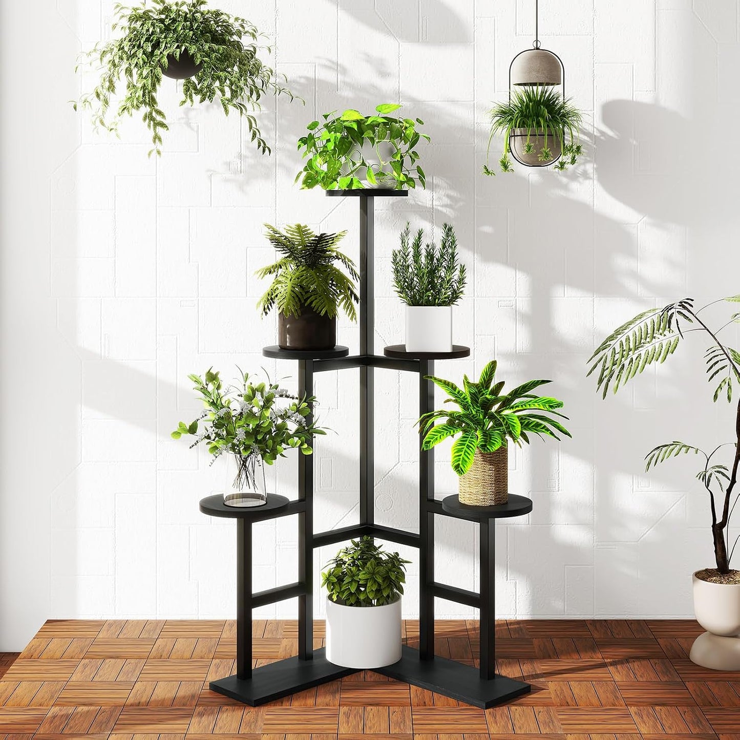 IBUYKE 6 Tier Plant Stand Indoor, Tall Flower Pot Stand for Multiple Plants, Tiered Corner Plant Shelf for Living Room
