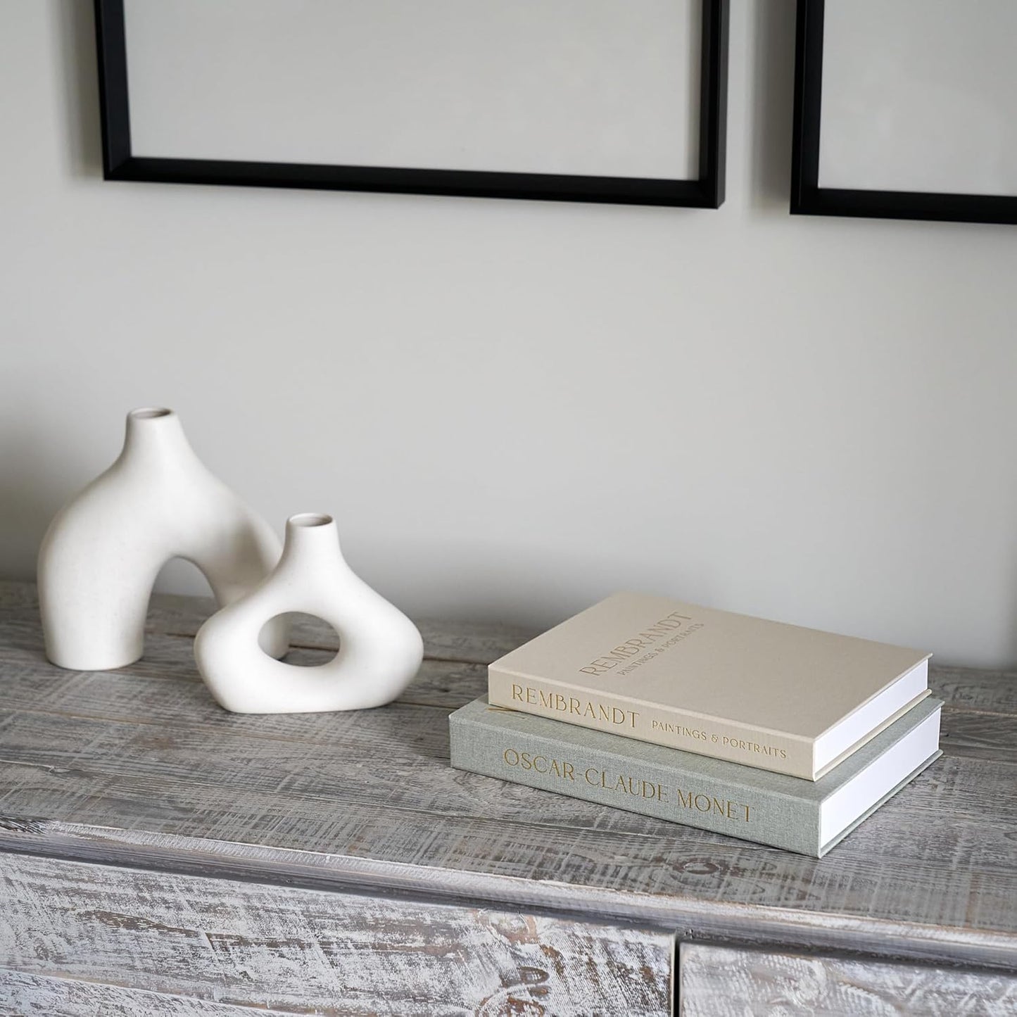 Decorative Linen Books / Sage-beige / Set of 2