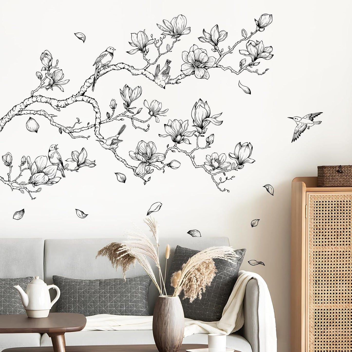 Supzopne Vintage Magnolia Tree Branch Wall Decal / Black and White