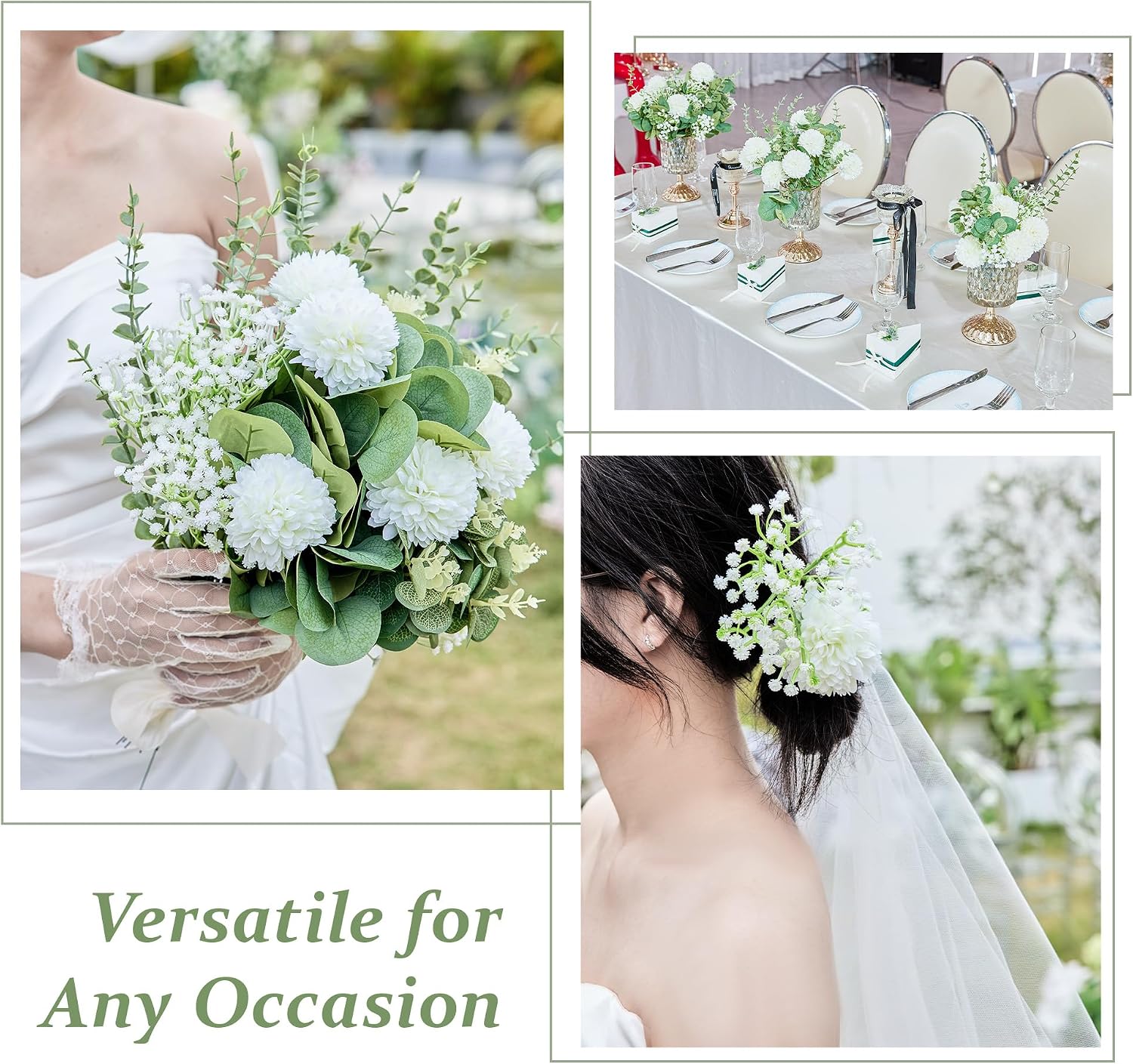 Babys Breath Artificial Flowers and Fake mums / Silver / Set of 100
