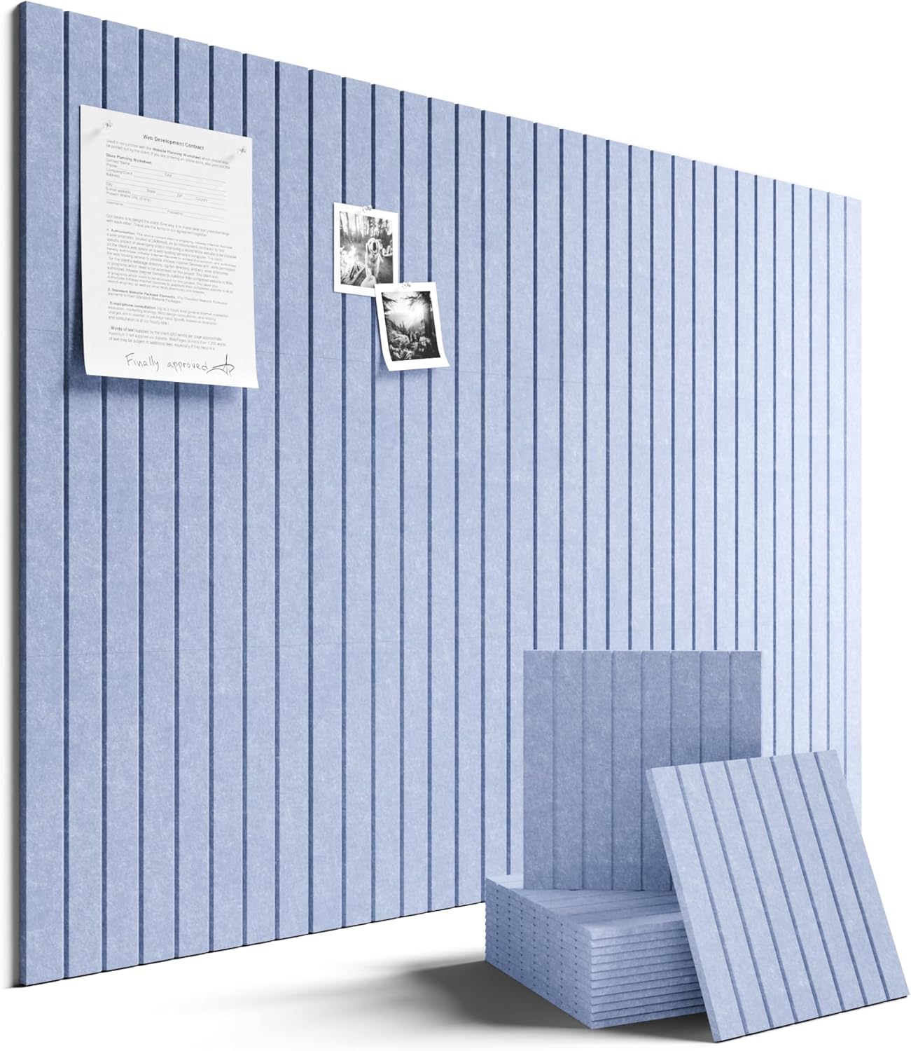 Fluxynara 48" x 36" Large Felt Bulletin Board, Soft Periwinkle