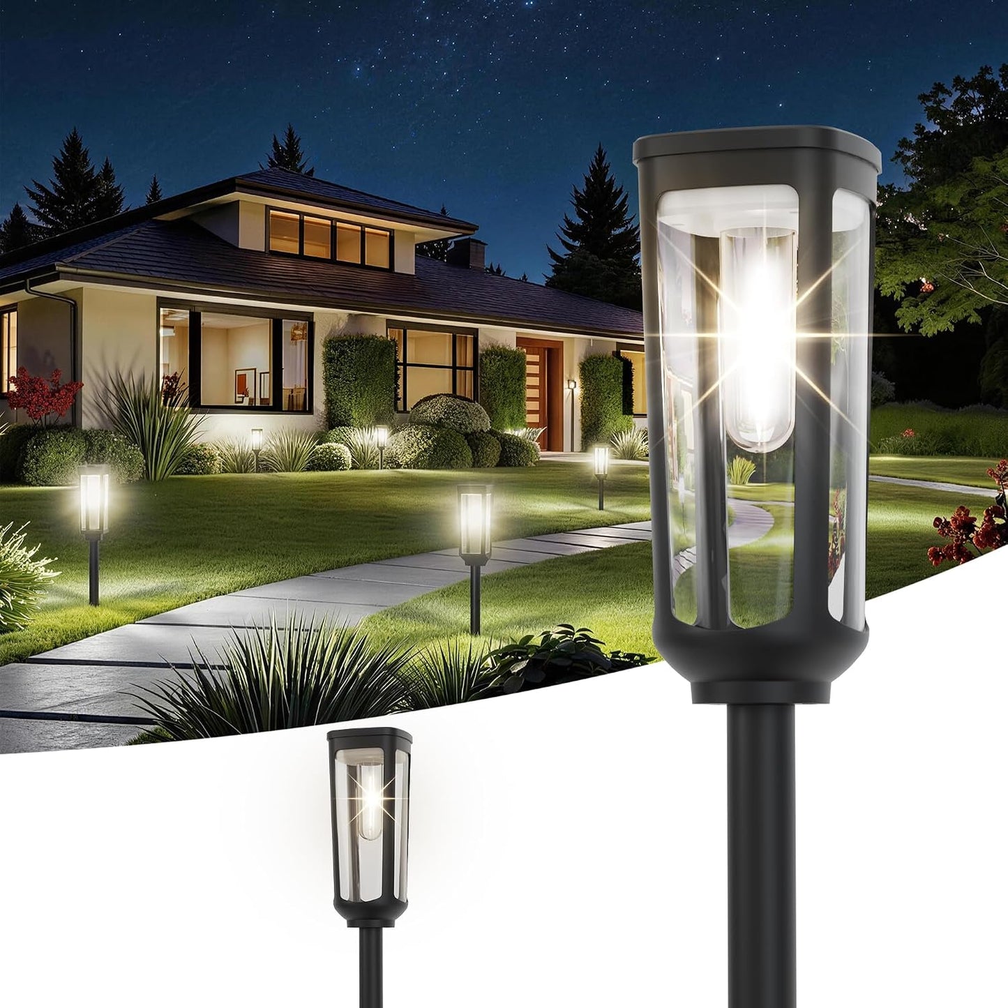 JEJOT Solar Pathway Lights Outdoor Waterproof, 2 Pack Solar Walkway Lights
