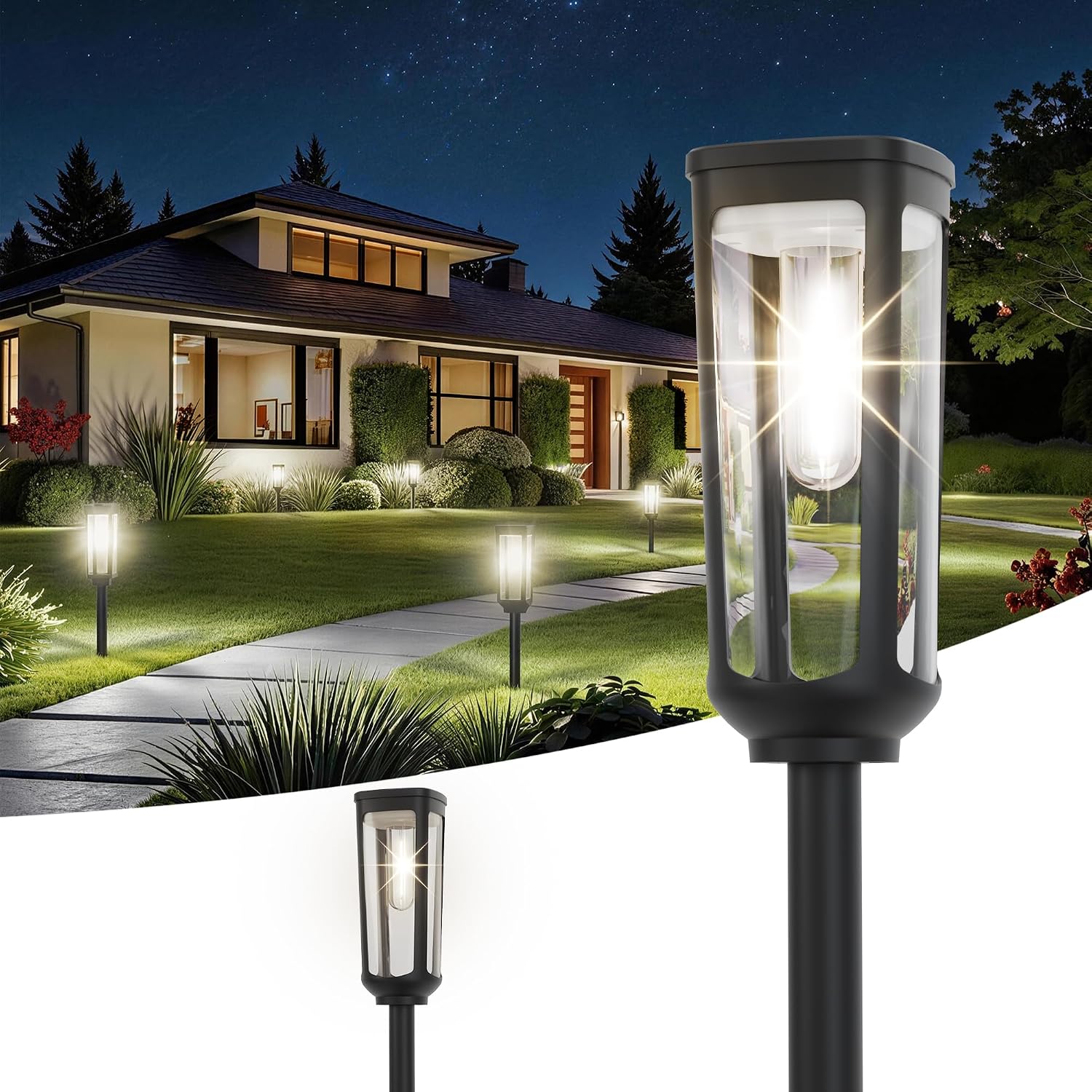 JEJOT Solar Pathway Lights Outdoor Waterproof, 2 Pack Solar Walkway Lights