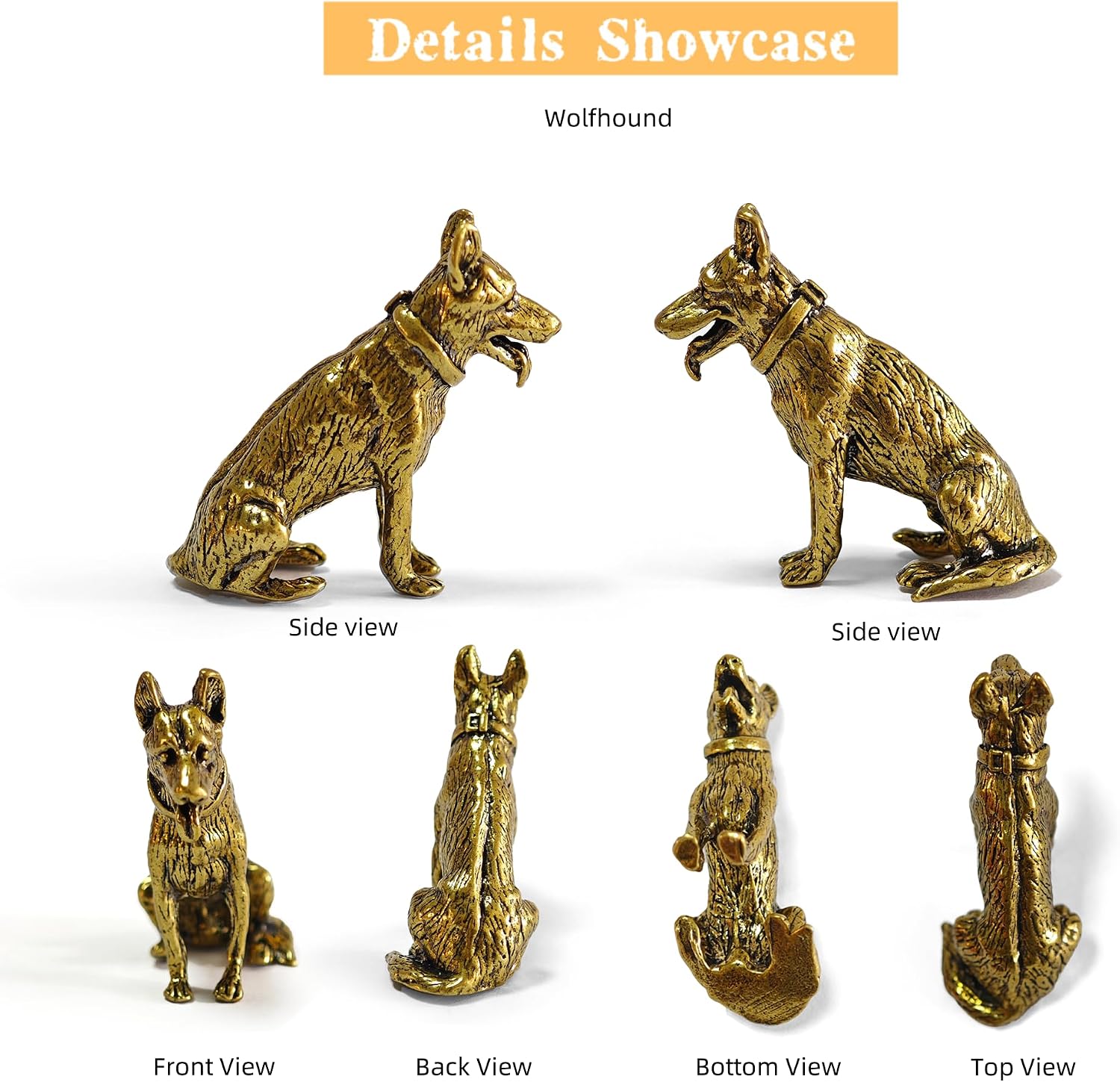 Small Brass Statue Decor / Dog / Set of 2