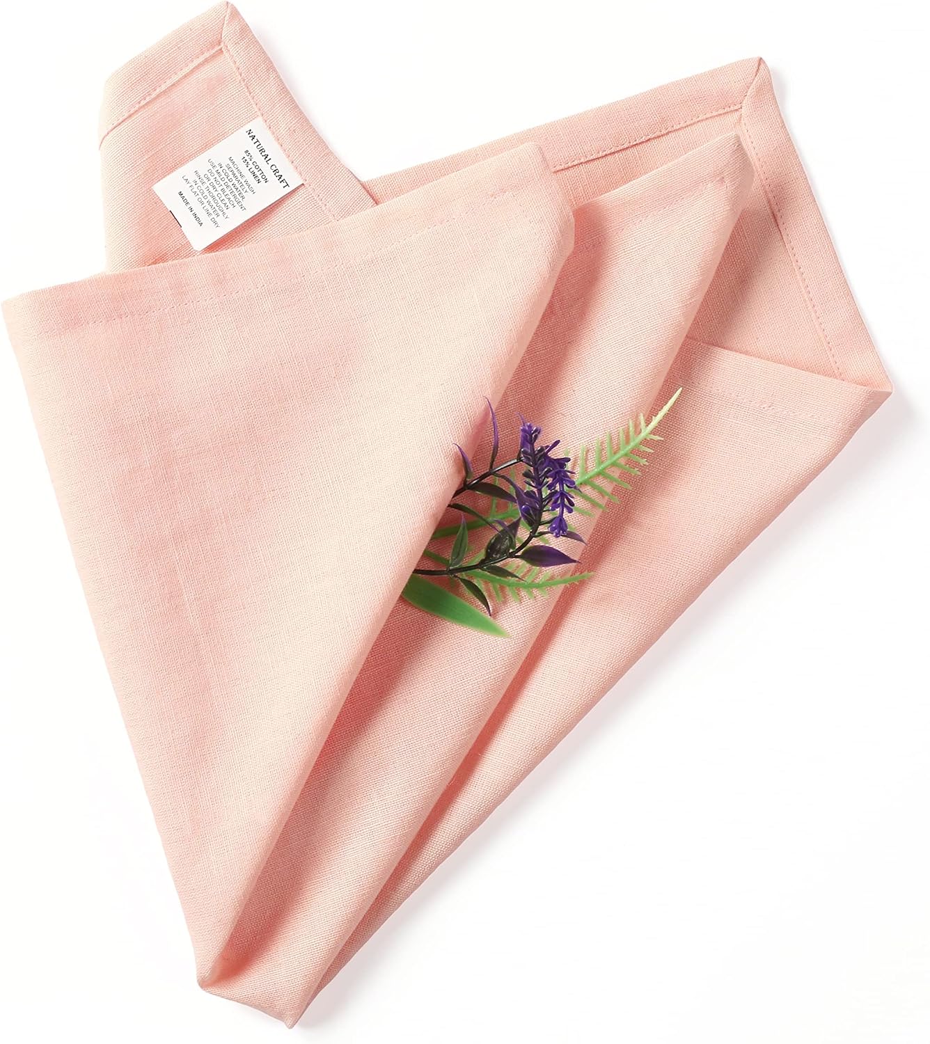 NATURALCRAFT Cloth Napkins Set of 12 Cotton Linen18x18 inch Peach | Washable Reusable Fabric Soft Durable Quality