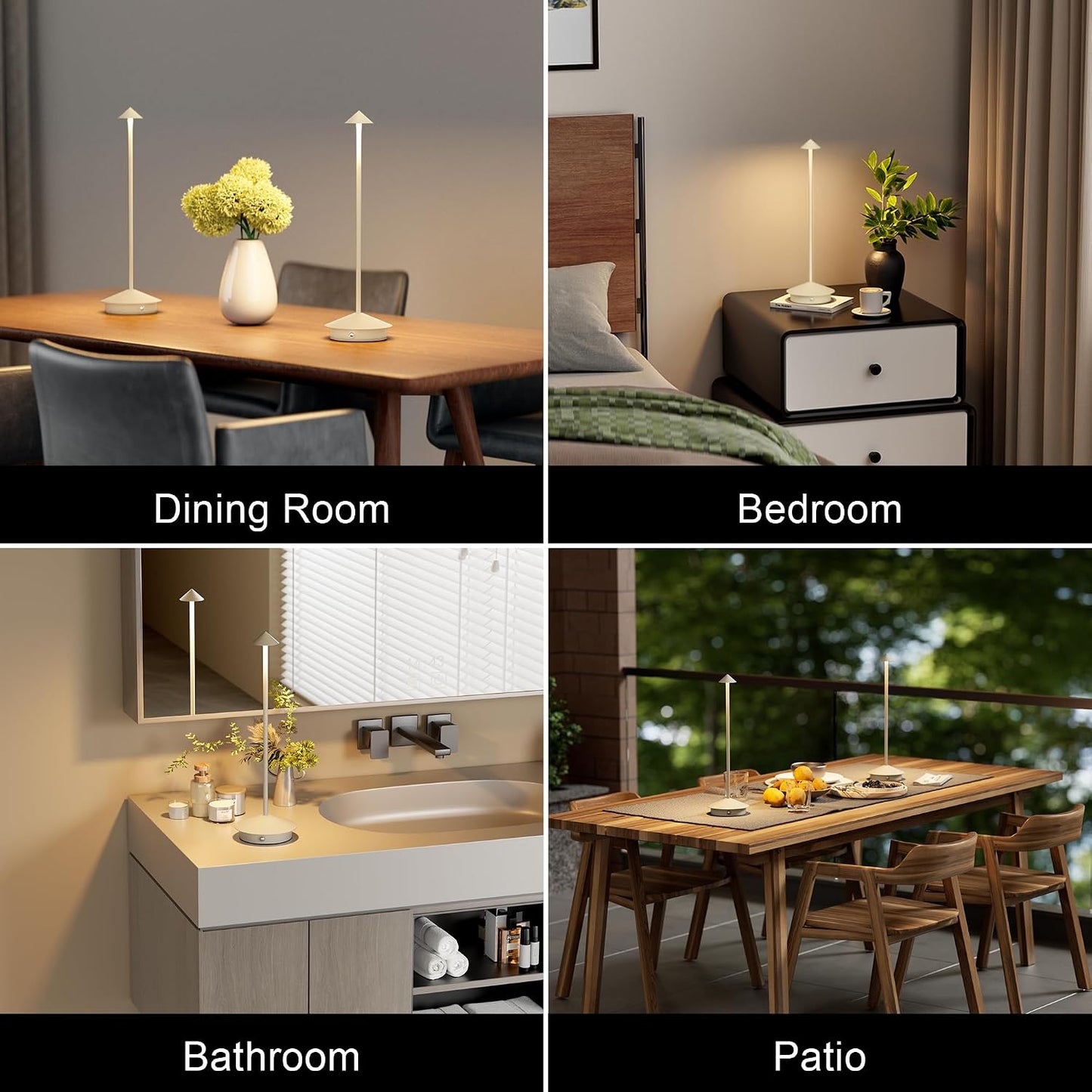 Cordless LED Table Lamps,Portable Battery Desk Lamp,2 Pack,Beige | 6000mAh Rechargeable,3000K/4500K/6000K Touch