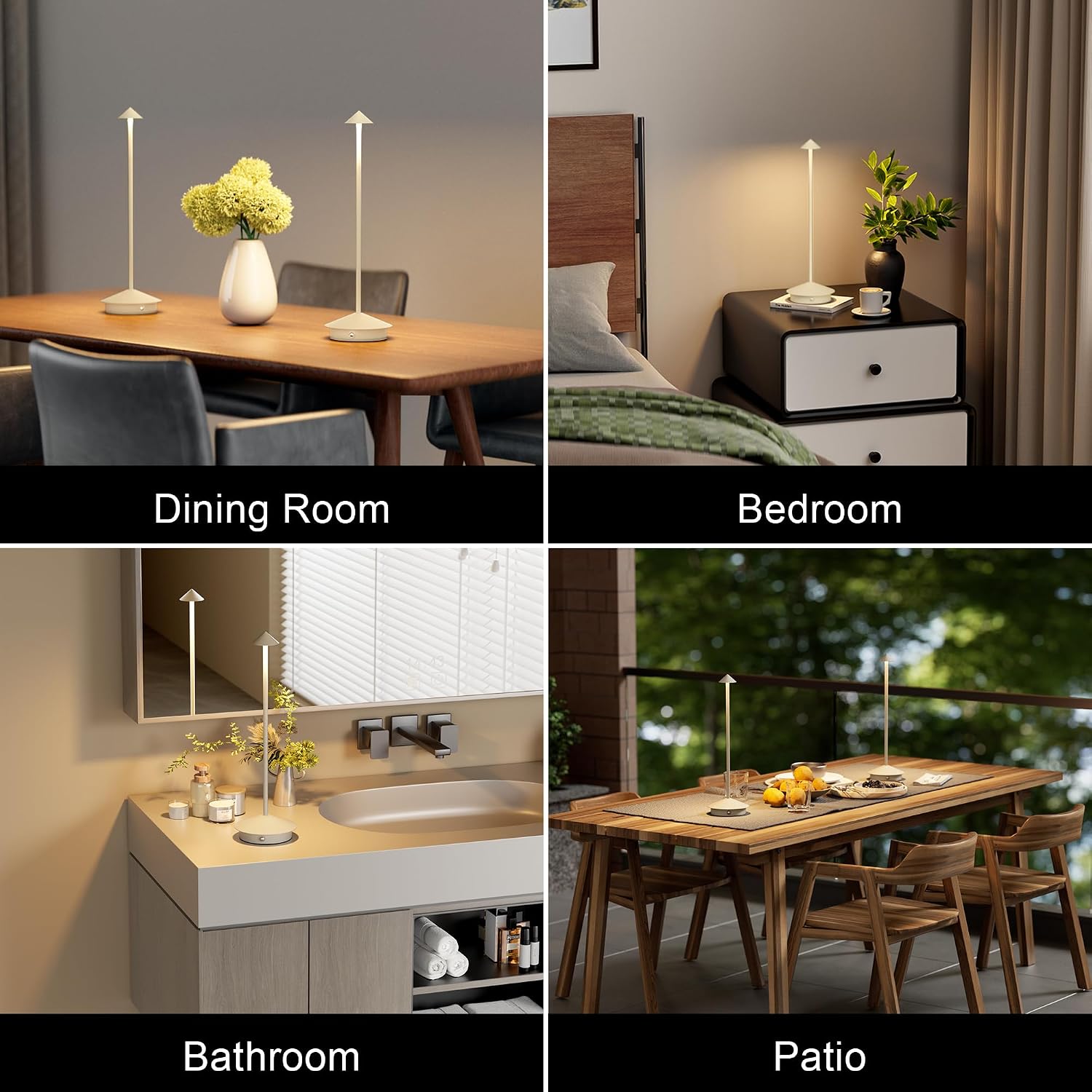 Cordless LED Table Lamps,Portable Battery Desk Lamp,2 Pack,Beige | 6000mAh Rechargeable,3000K/4500K/6000K Touch
