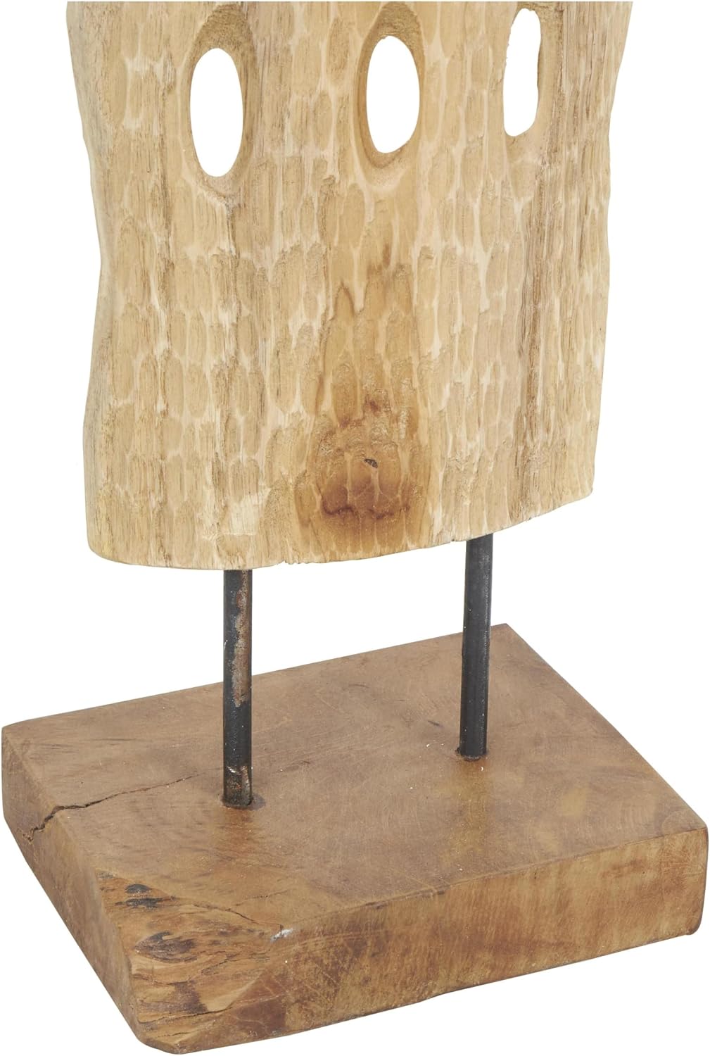 Teak Wood Abstract Handmade Decorative Sculpture Tall Floor Cutout Post Home Decor / 7 x 6 x 49