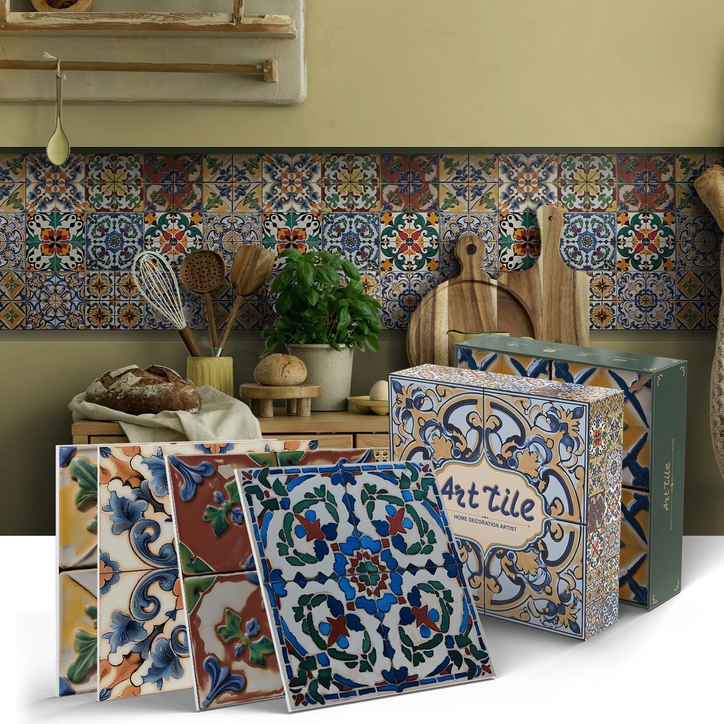 in Back Stickers Suitable / Art Moroccan Tile / 5.9 x 5.9 / Set of 24