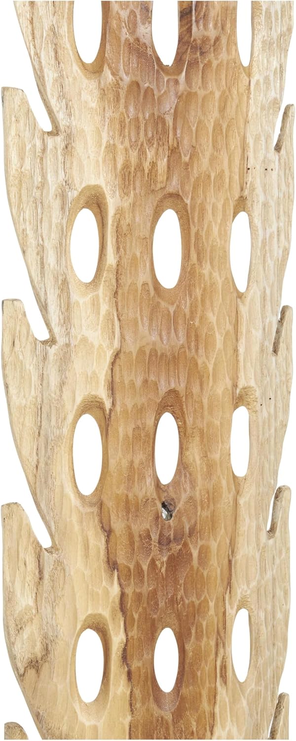 Teak Wood Abstract Handmade Decorative Sculpture Tall Floor Cutout Post Home Decor / 7 x 6 x 49