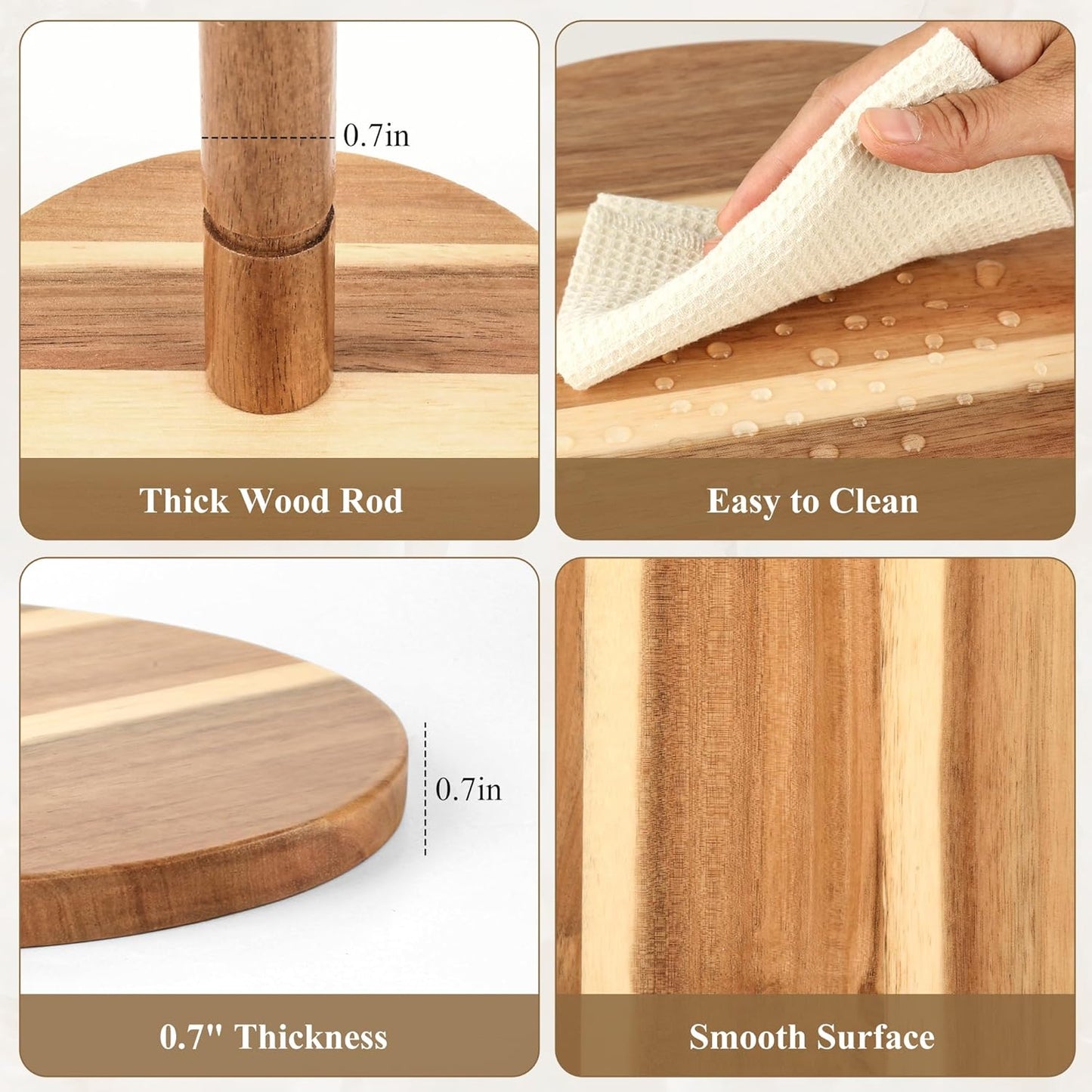360° Rotatable Acacia Wood Cake Stand Cupcake Tower