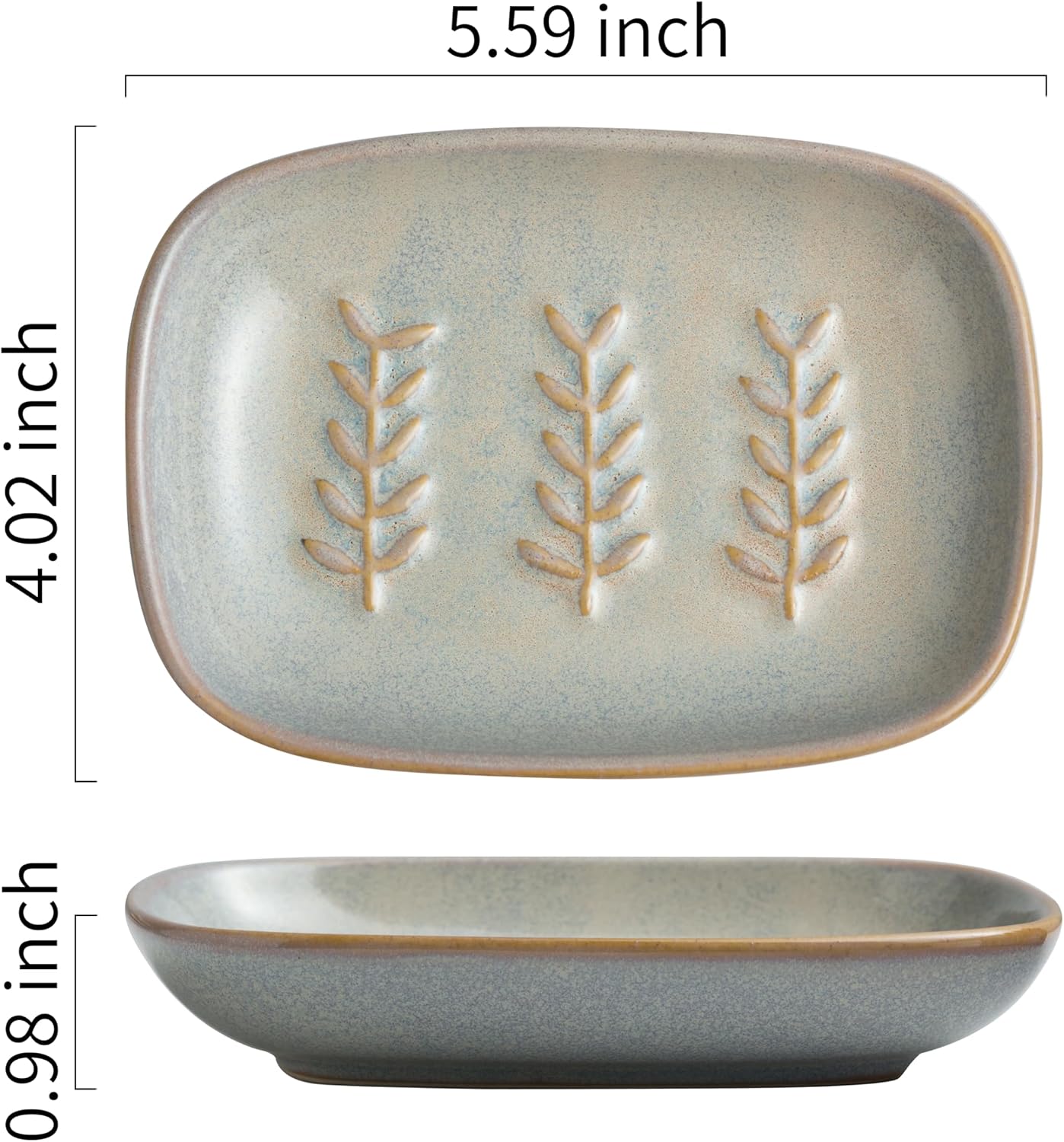 Ceramic Soap Dish Soap Holder / Grey / Leaf Design
