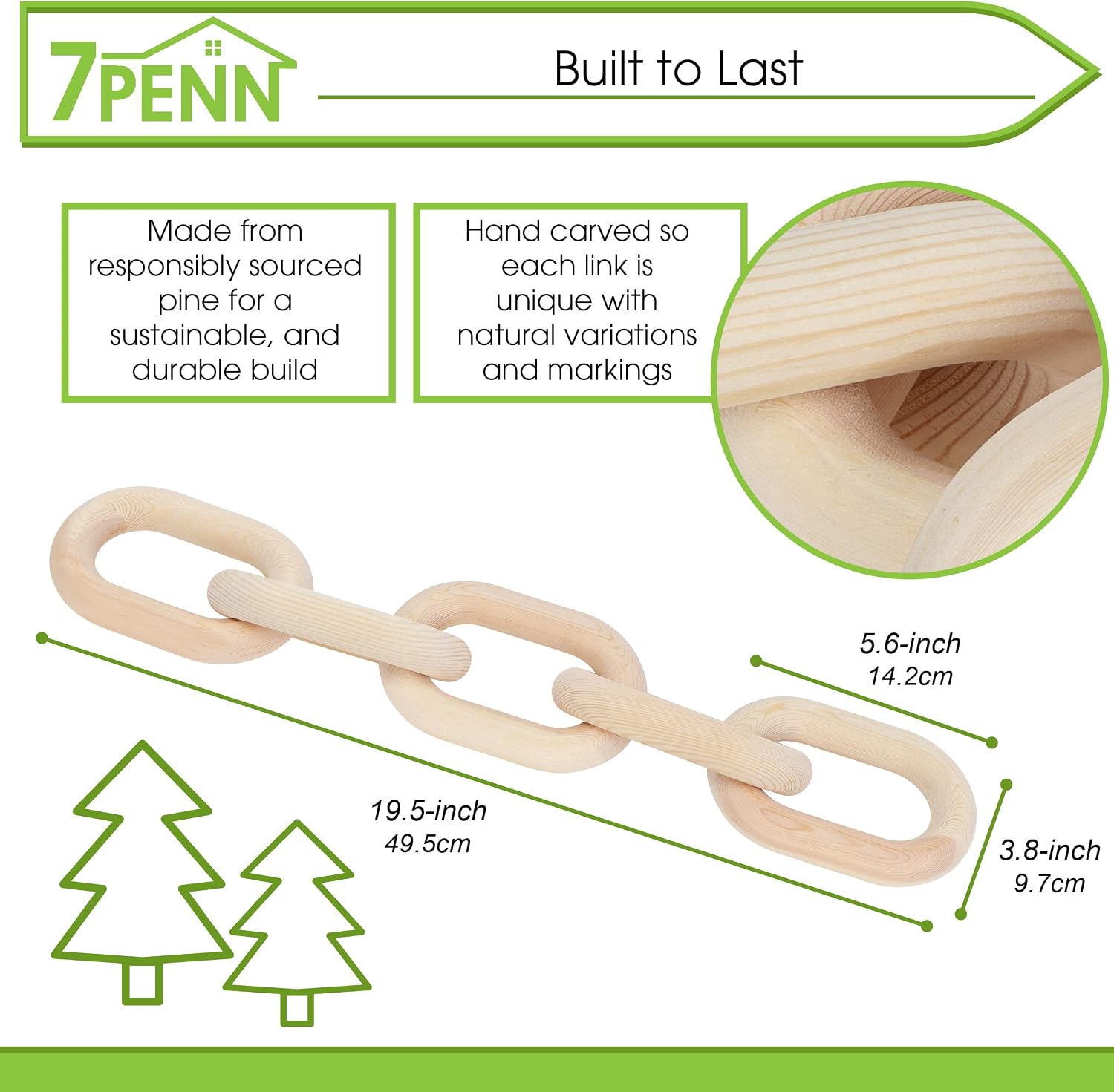 Wood Chain Link Decor / Small