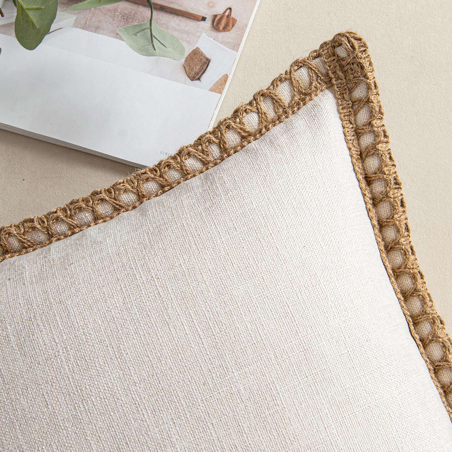 Decorative Throw Pillow Covers Modern Farmhouse Outdoor Pillow / 18 x 18 / Natural White / Set of 2