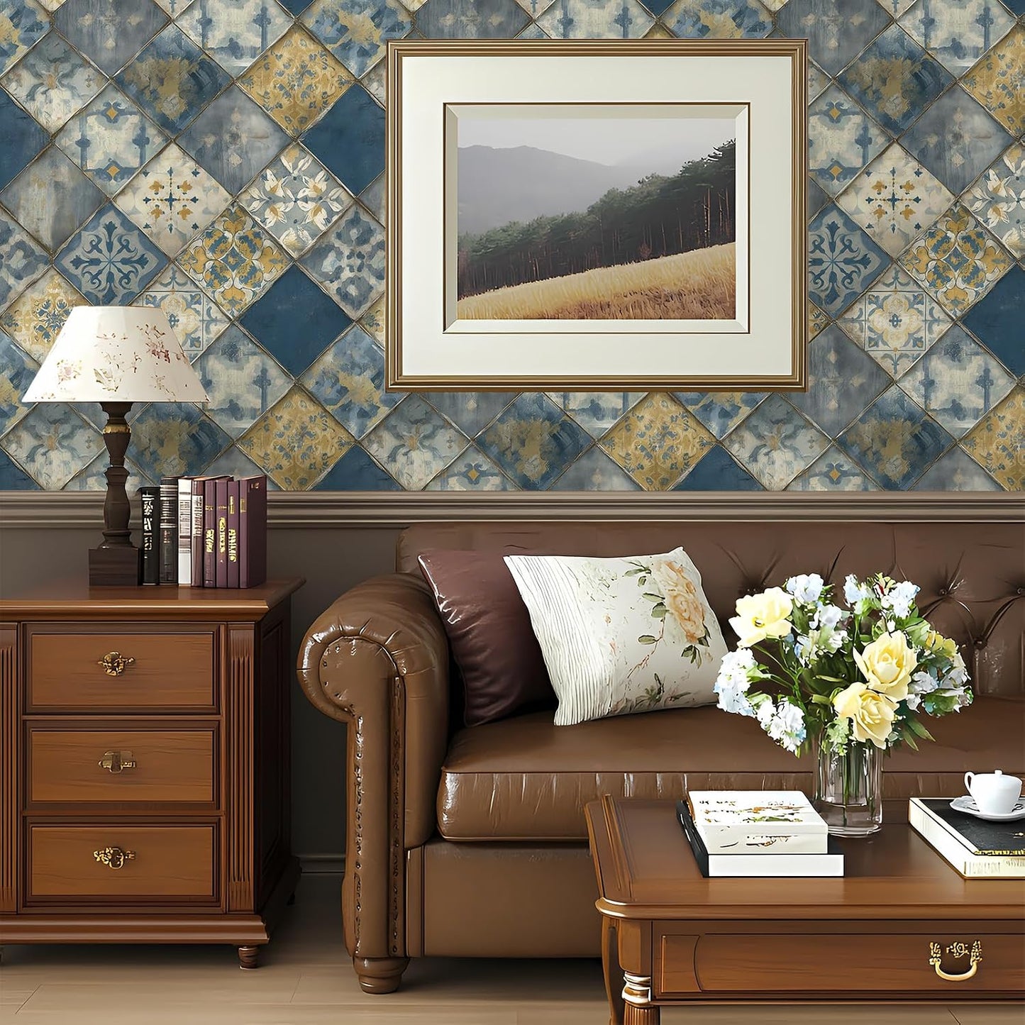 Vintage Moroccan Tile Wallpaper Peel and Stick Removable " Mosaic / 17.7 x 236.2 / Wall Paper-110-2