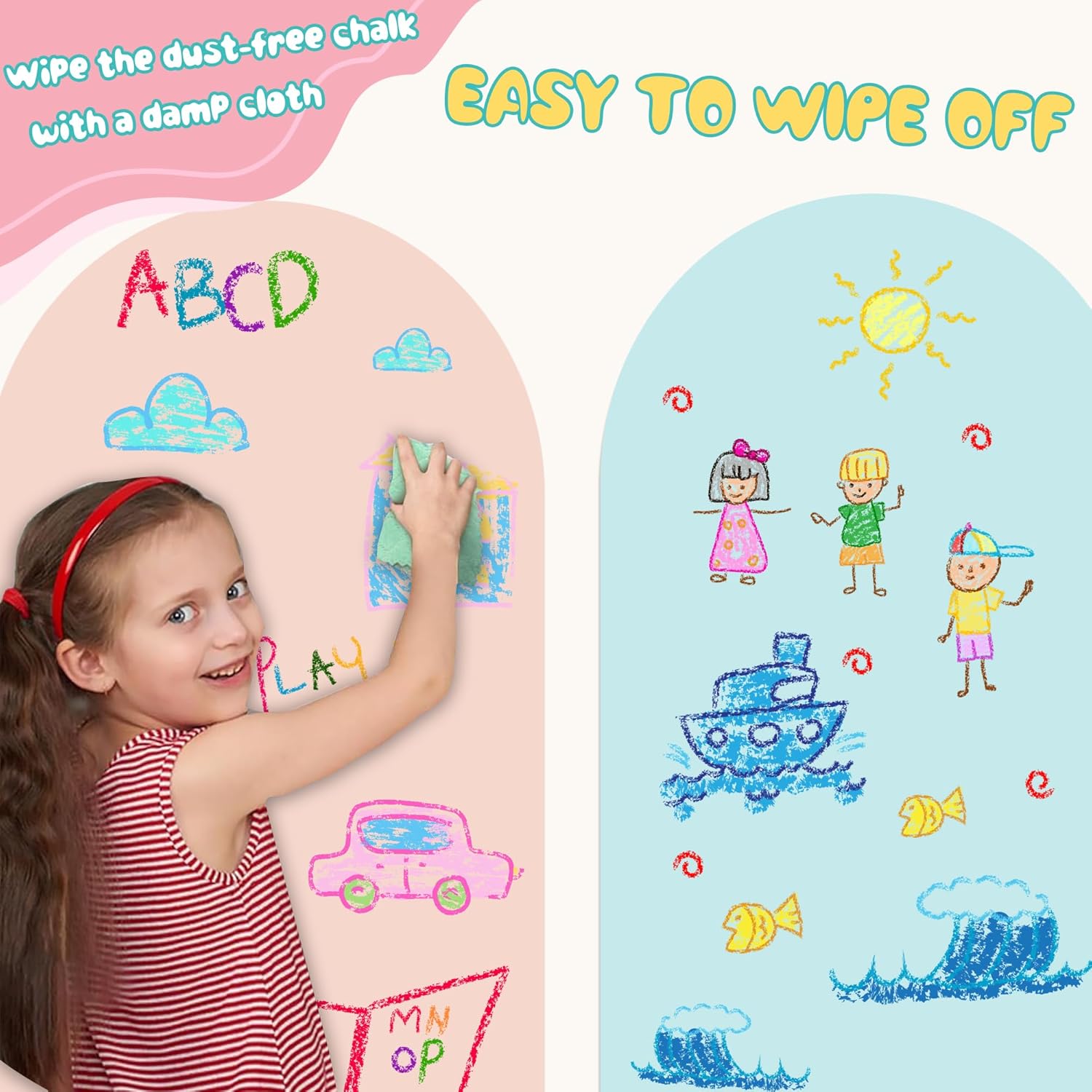 Magnetic Wall Decals for Playroom Magnetic Chalkboard / Pink & Blue / Set of 2