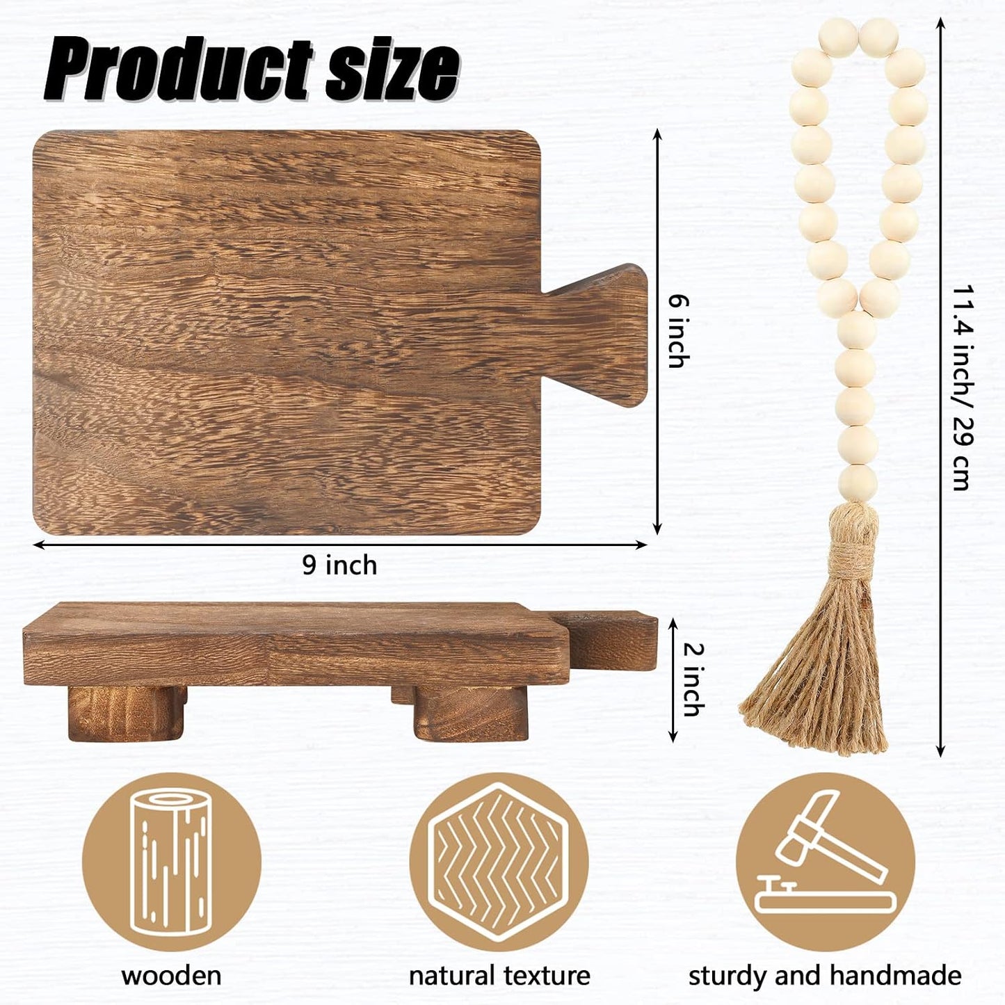Wood Pedestal Riser Tray Soap Dispenser Stand / Brown