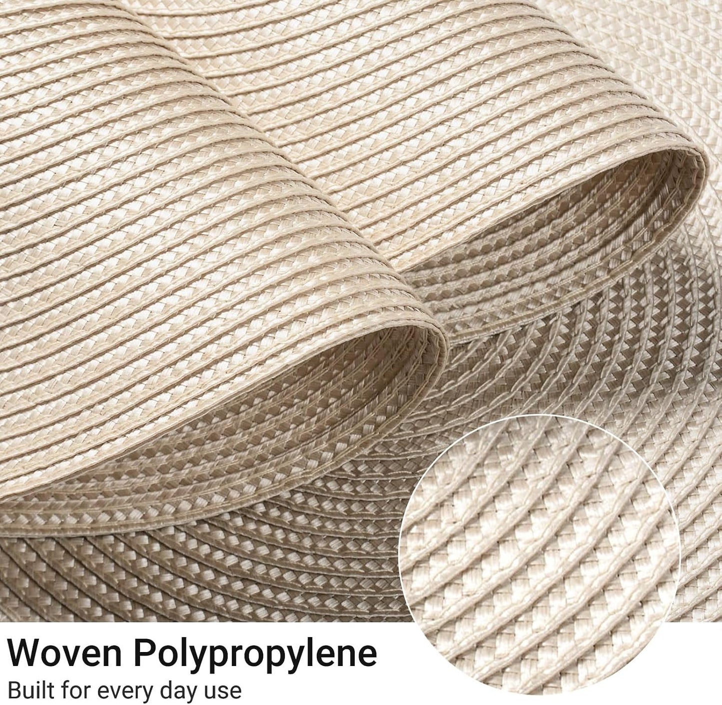 FunWheat Round Braided Placemats Set of 8 Place Mats for Dining Table Woven Washable Non-Slip Table Mats 15
