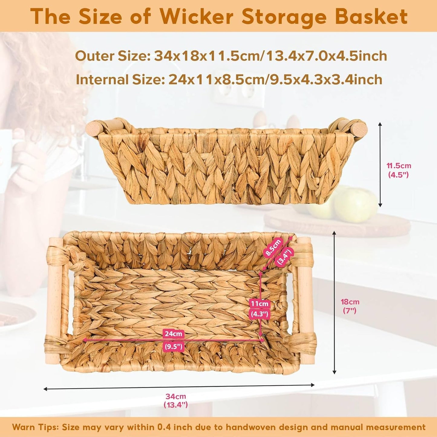 Small Wicker Baskets for Organizing / Natural / Set of 4