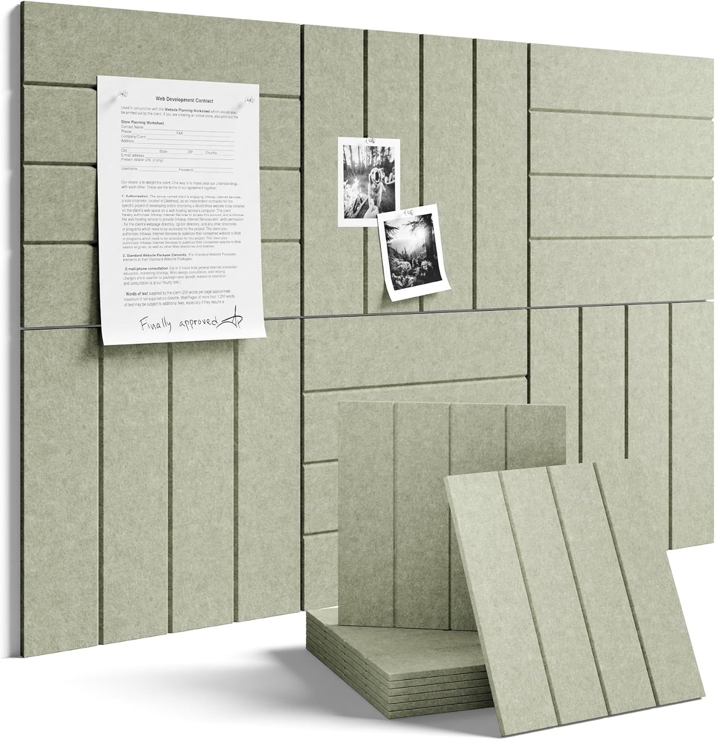Fluxynara 36" x 24" Large Felt Bulletin Board, Sage