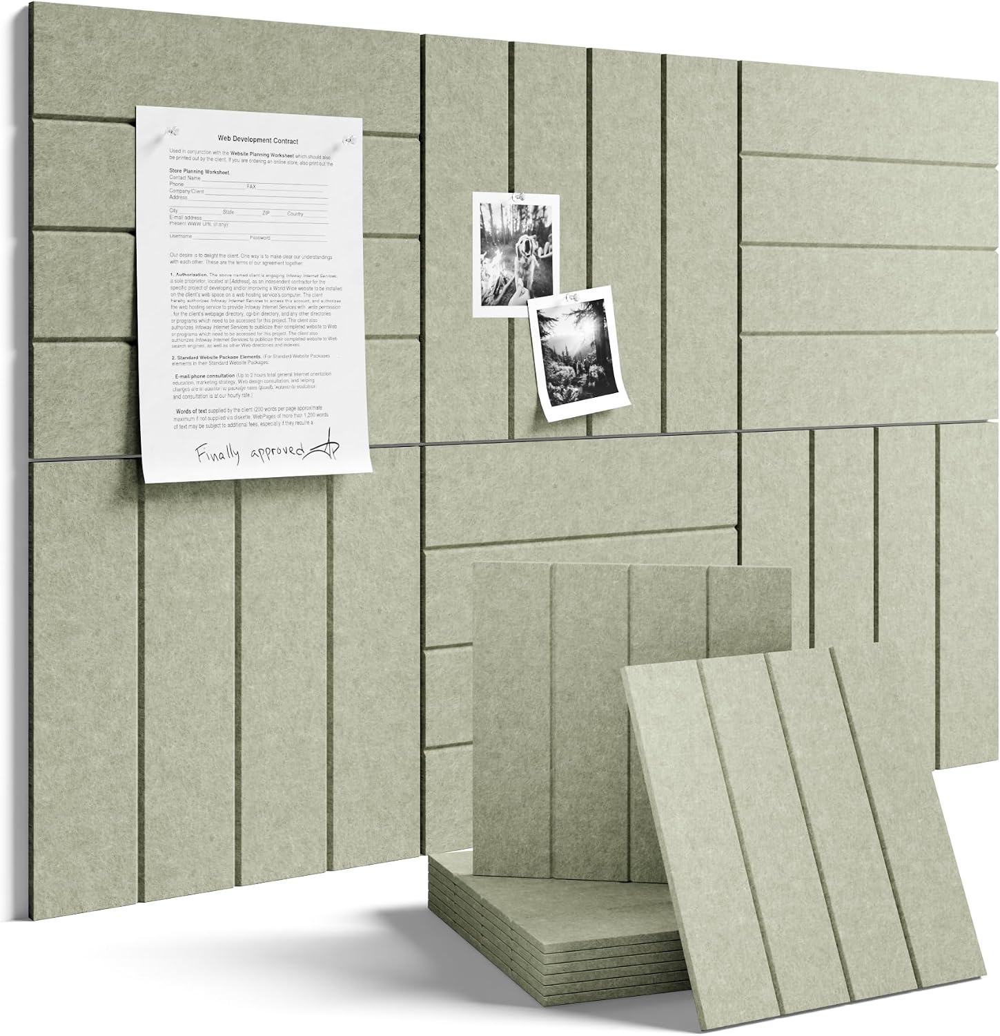 Fluxynara 36" x 24" Large Felt Bulletin Board, Sage