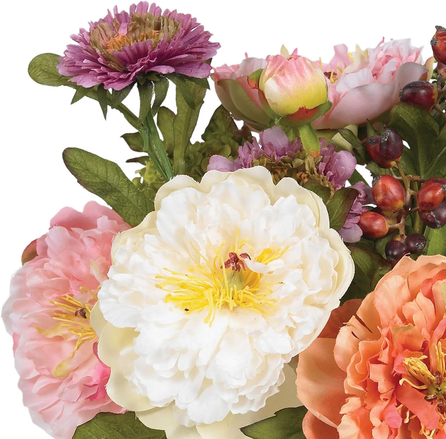 Faux Flowers / Mini Artificial Peony Floral Arrangement / Assorted / 10"D x 10"W x 10"H