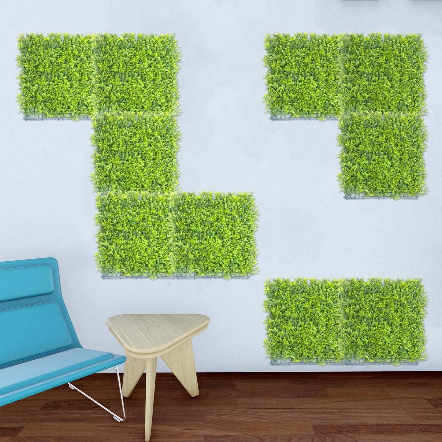 Artificial Plant Fence Panel Faux Leaves Grass Wall Privacy / 20 x 20 / Mimose Leaves / Set of 6