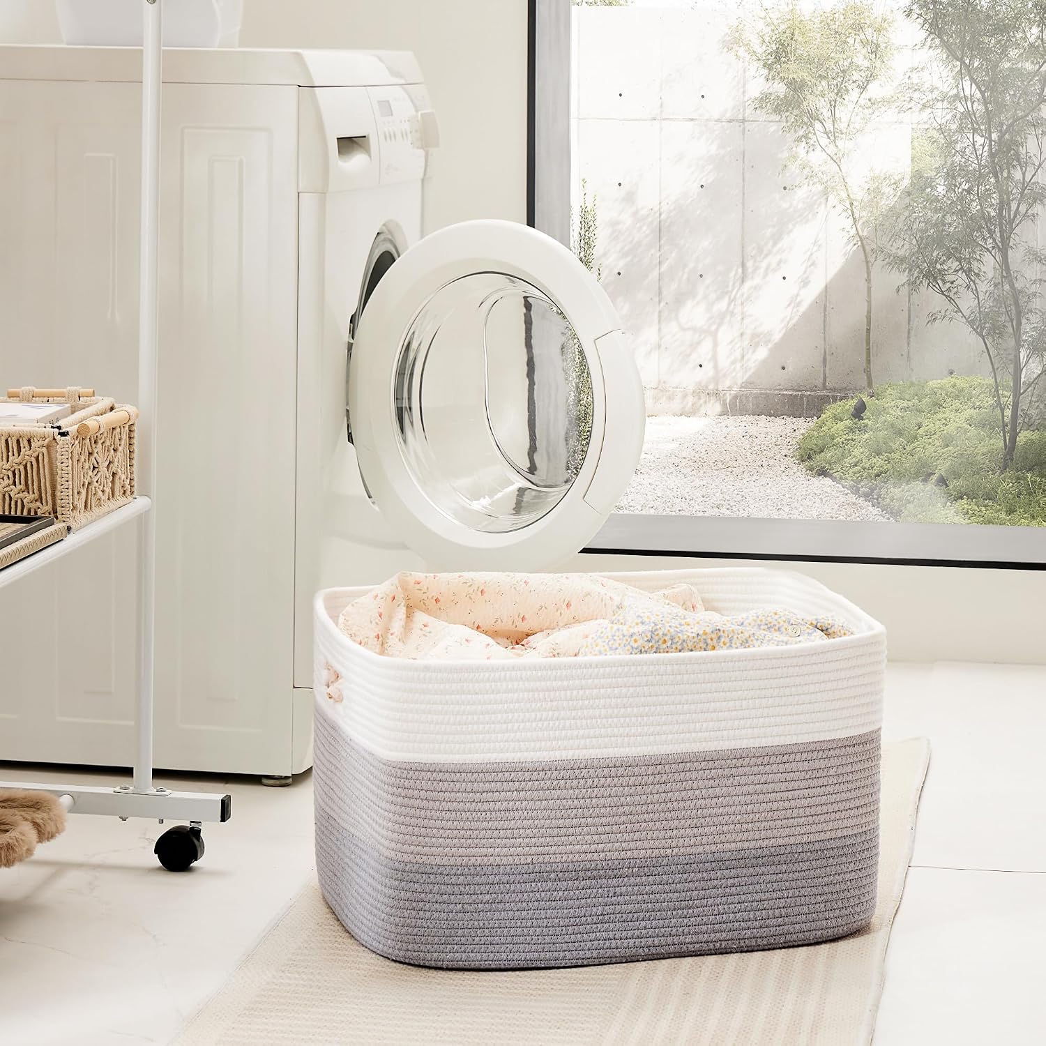 Rectangle Woven Baskets for Storage / Gray / 65L