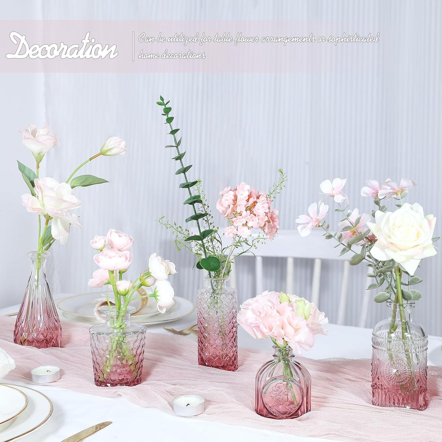 Mini Vintage Vase / Pink / Set of 5