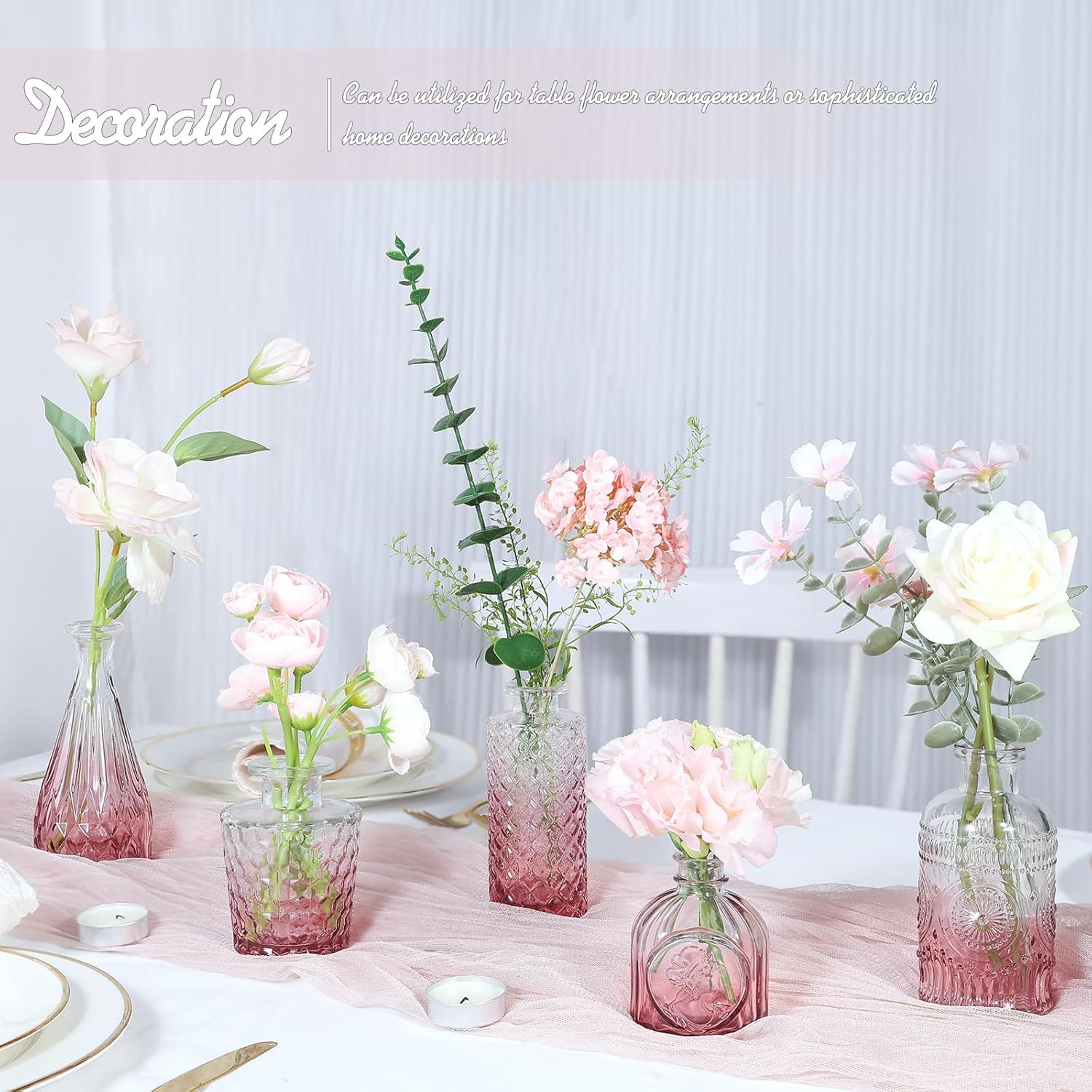 Mini Vintage Vase / Pink / Set of 5