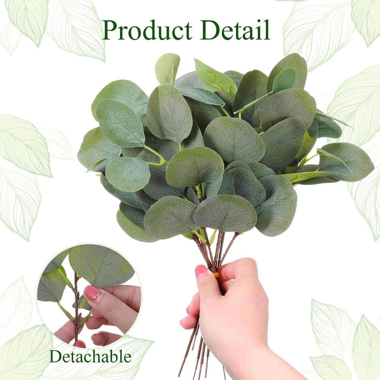 Artificial Eucalyptus Stems Leaves Bulk Tall Dollar Eucalyptus / Silver / 11.8 Inch / Set of 300