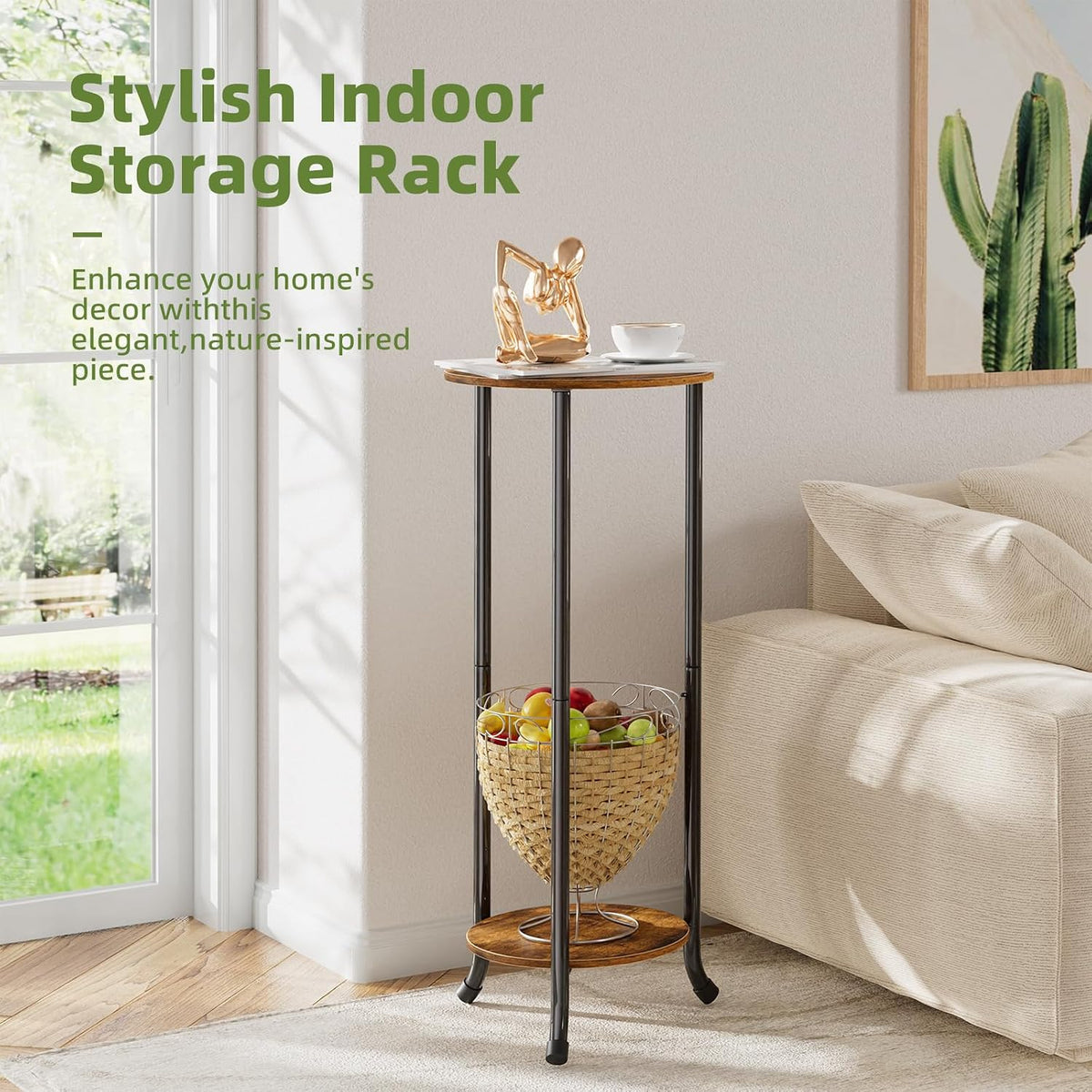 Simple Trending Plant Stand Indoor Outdoor, 29.4” Tall Flower Storage Plant Shelf Set of 2, Round Corner Display Rack
