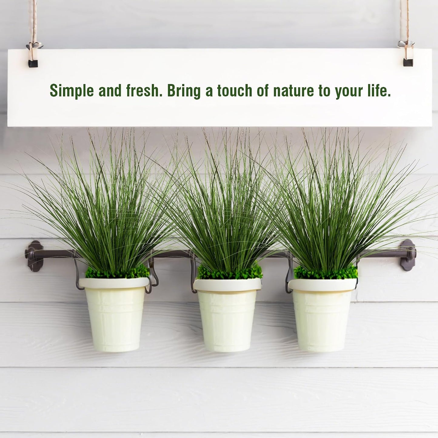 17.3" Fake Plants Artificial Wheat Grass Greenery Plastic Plants Fake Grass / Short / Set of 8