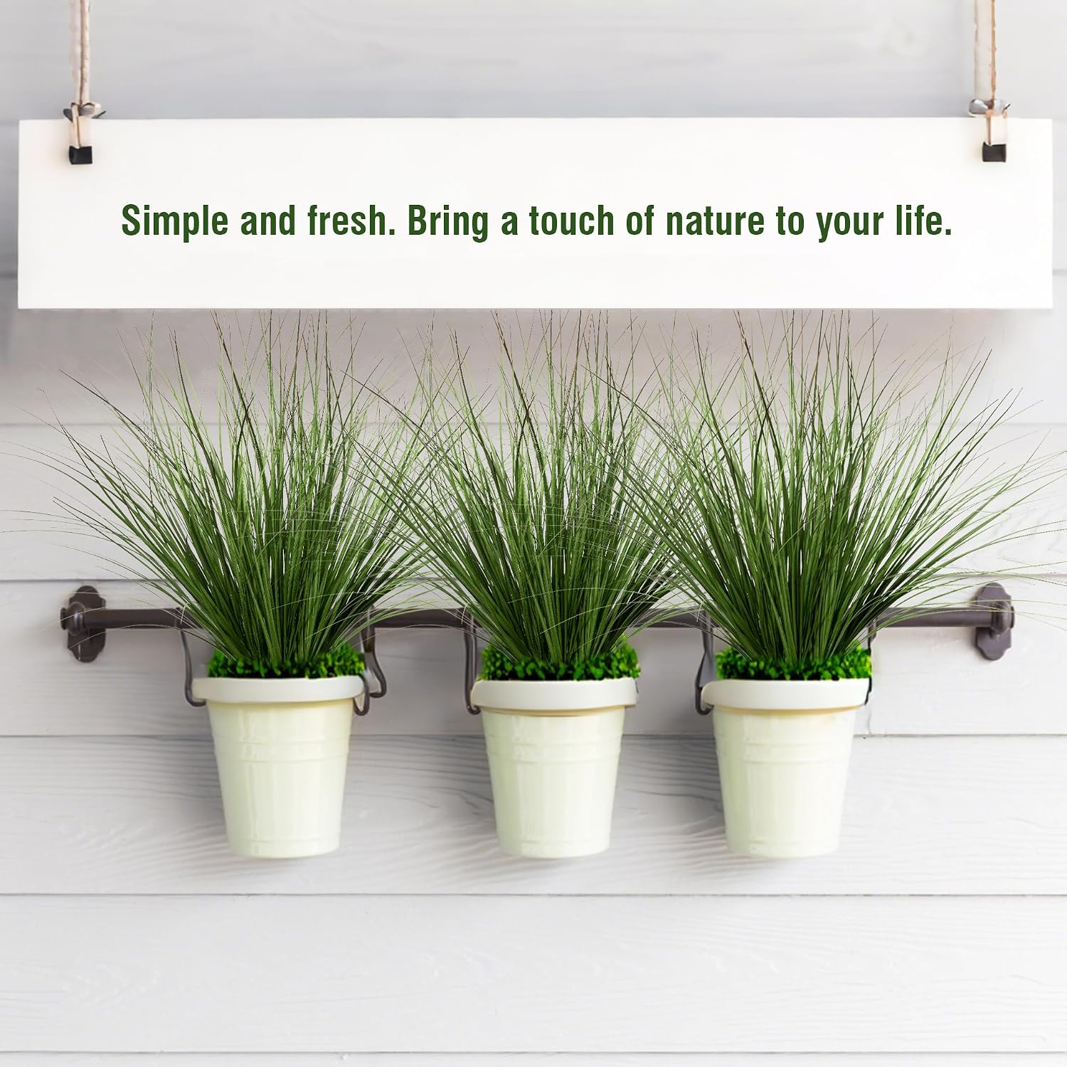 17.3" Fake Plants Artificial Wheat Grass Greenery Plastic Plants Fake Grass / Short / Set of 8