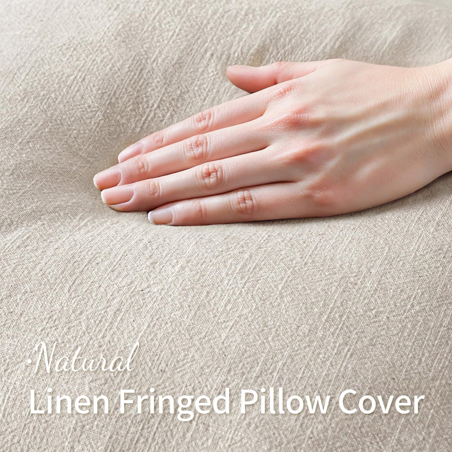 Decorative Throw Pillow Covers Neutral Linen Fringe Throw Pillows Boho / Natural Beige / 36 x 14