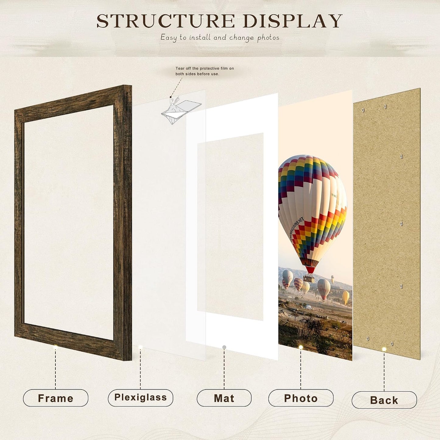 16x24 Rustic Brown Picture Frame, Poster Frame for Wall, 3 Pack | Fits 12x18 Photos With Mat or 16x24 Without Mat
