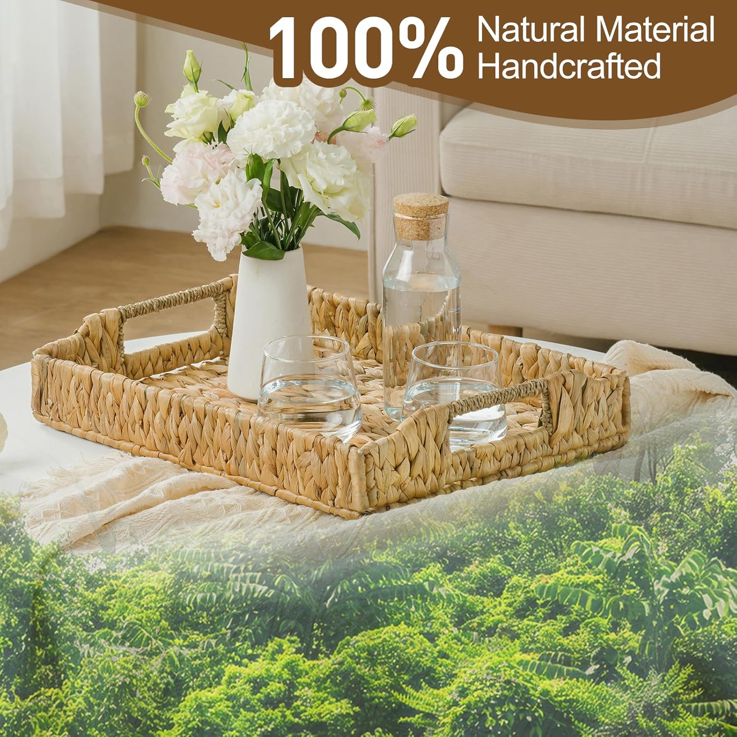 Seagrass Handwoven Trays / 17.3 x 13.4 x 3.6 / Water Hyacinth-rectangle