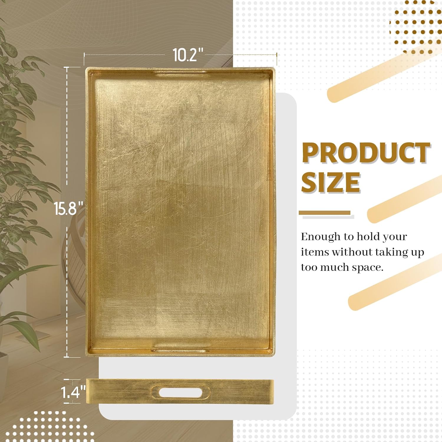 Modern Decorative Tray / 15.8 x 10.2 x 1.4 / Gold