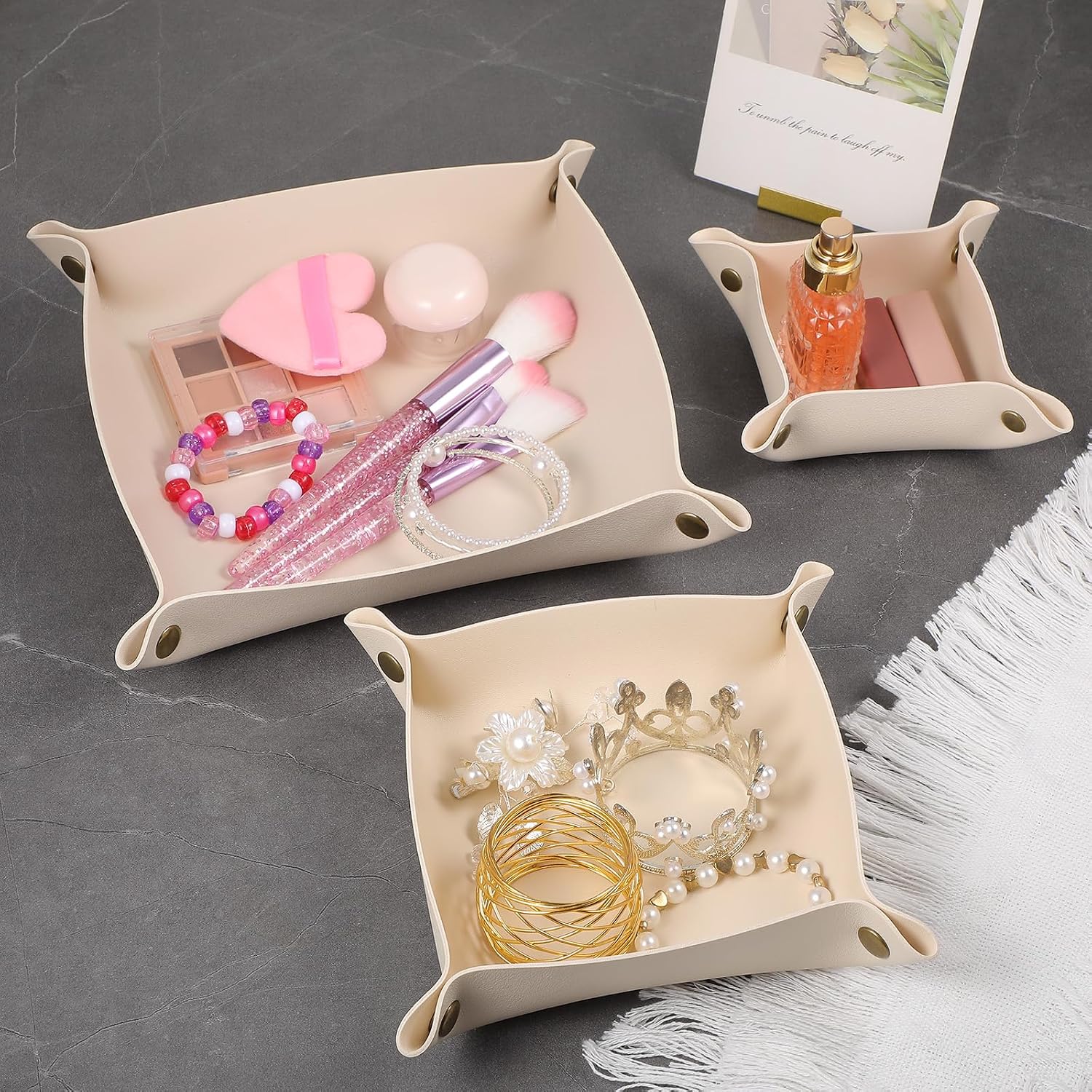 Leather Jewelry Tray for Keys and Wallet / Set of 12