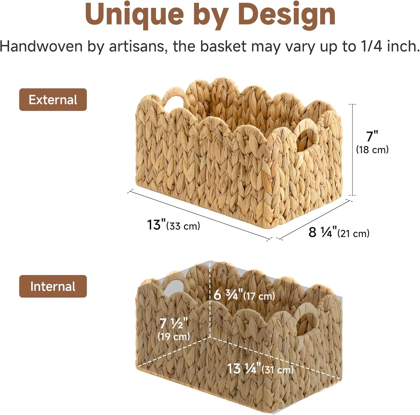 Scalloped Baskets / Hand-woven Rattan Baskets / Water Hyacinth