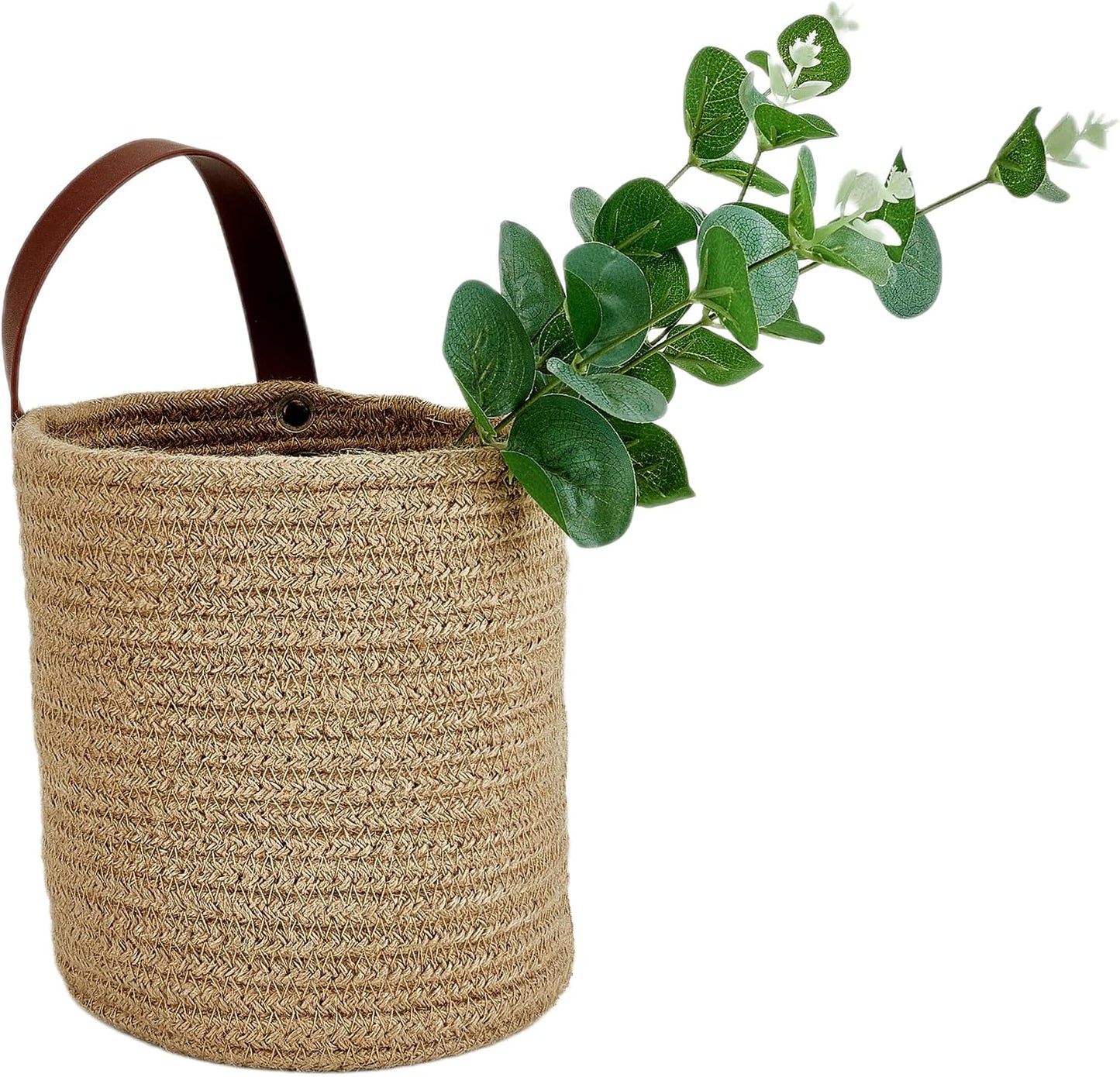 Small Cotton Rope Woven Closet Storage Bins-Shelf Basket Organizer for Plants / Jute-brown