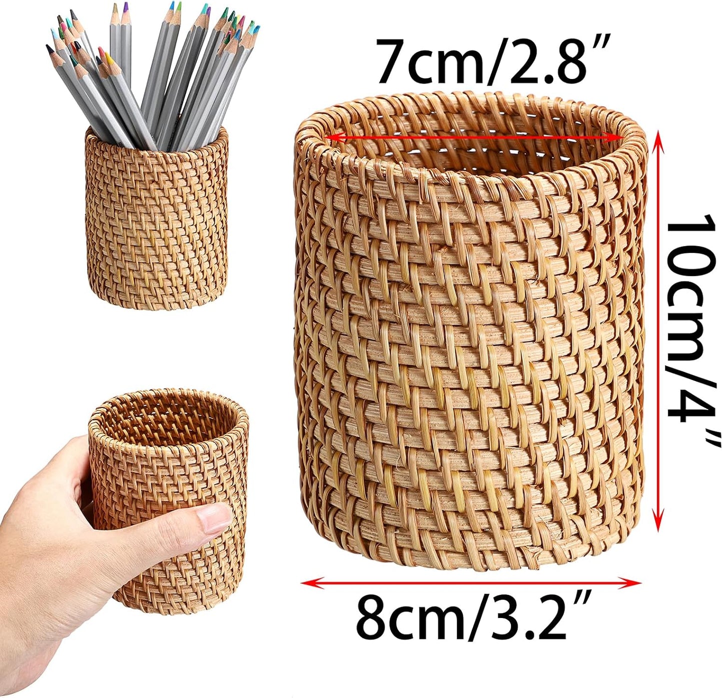 Handmade Desk Pencil Holders Makeup Brush Holder Multi-Functional Woven Basket / Cylinder / Set of 3