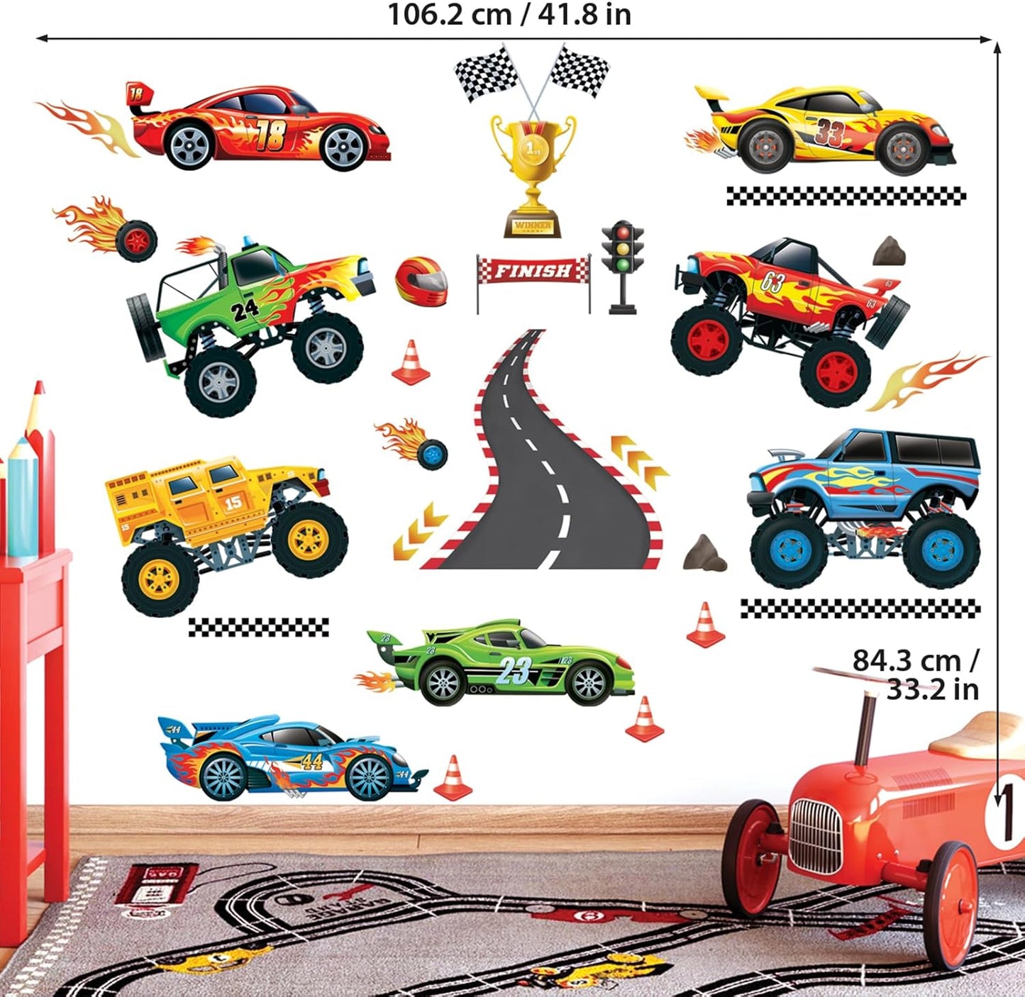 Racing Car Wall Stickers for Boys