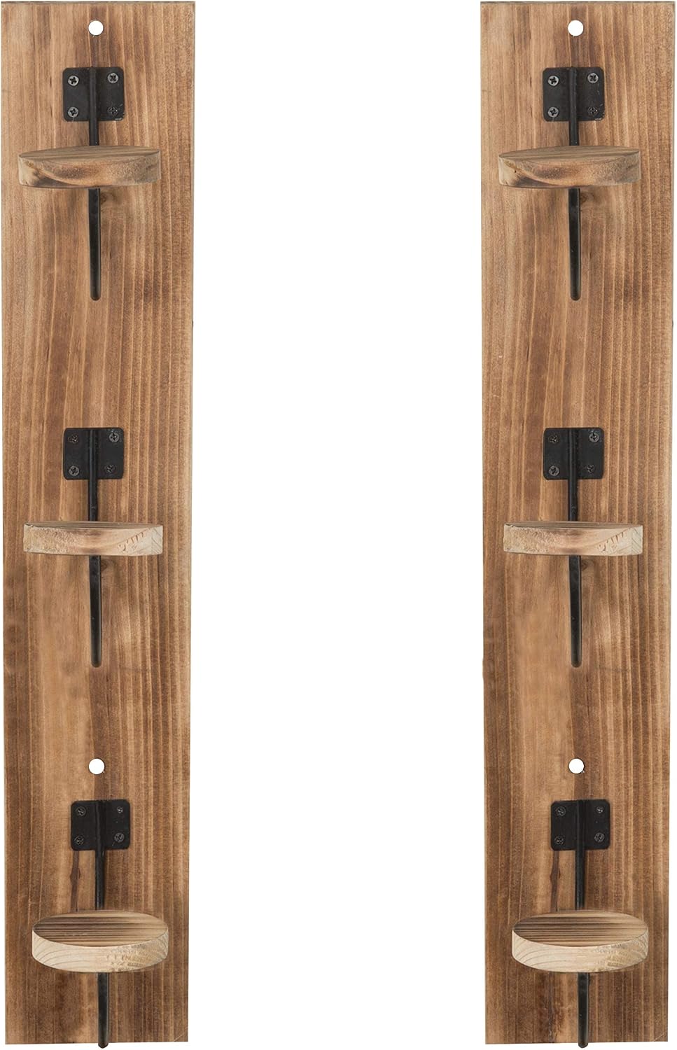 MyGift 2 Pcs Hat Rack Wall Mount, Cowboy Hat Organizer Holder, Coat, Cap Clothes Hanger with Metal Wire and Wood Hooks