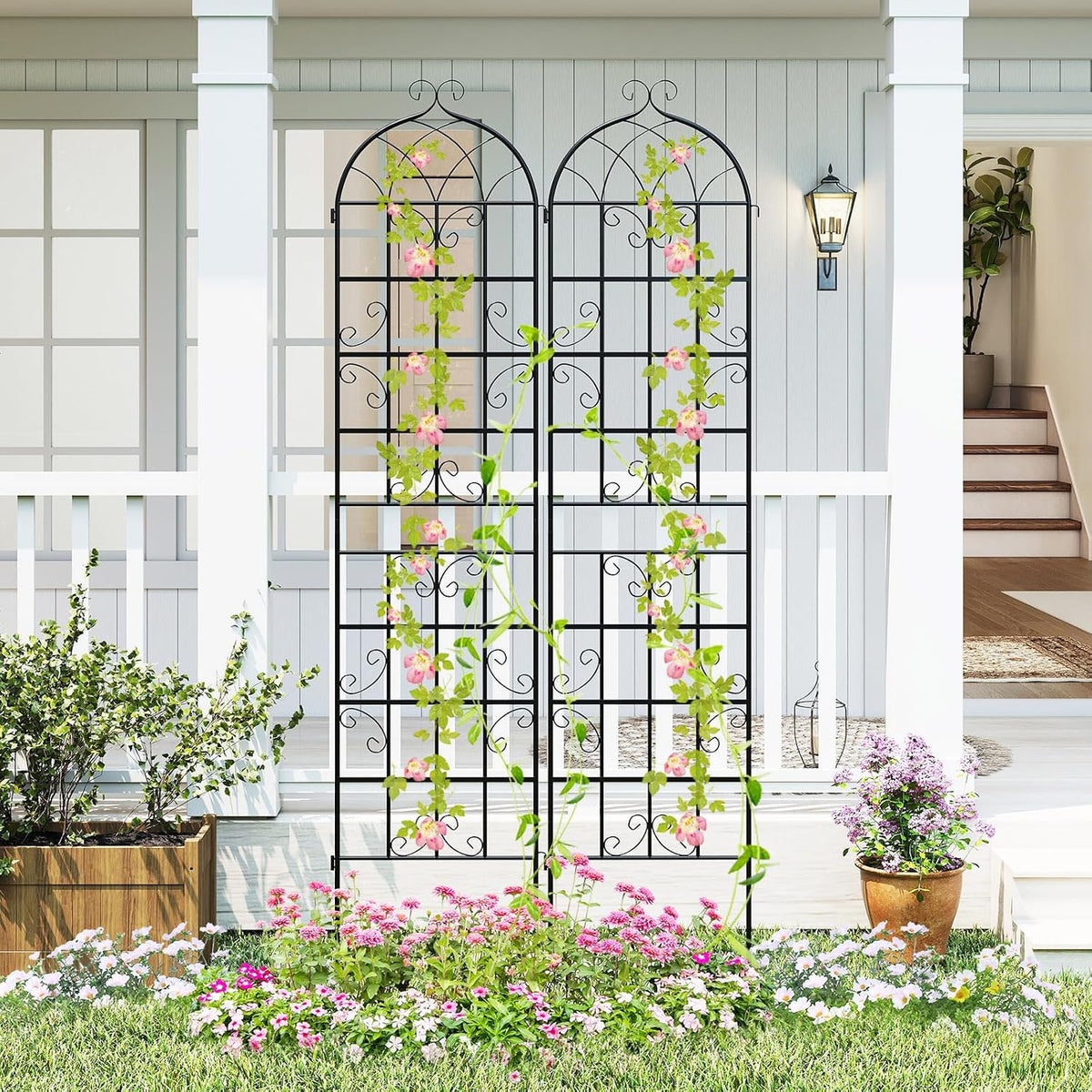 Giantex 2 Packs 86"x20" Metal Garden Trellis for Outdoor Climbing Plants, Heavy-Duty Plant Support for Vine Rose