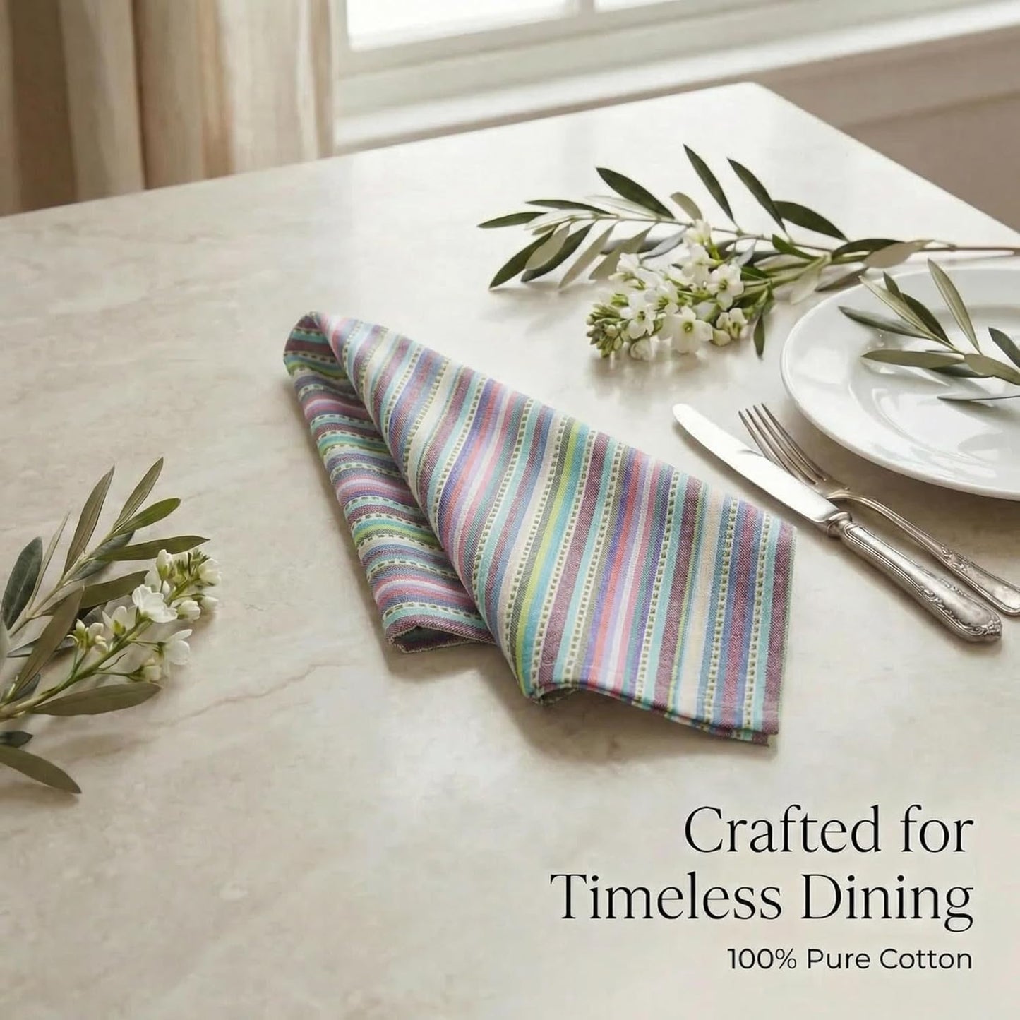Urban Villa Cloth Napkins Cotton 20x20 (Set of 12) Multi Blue