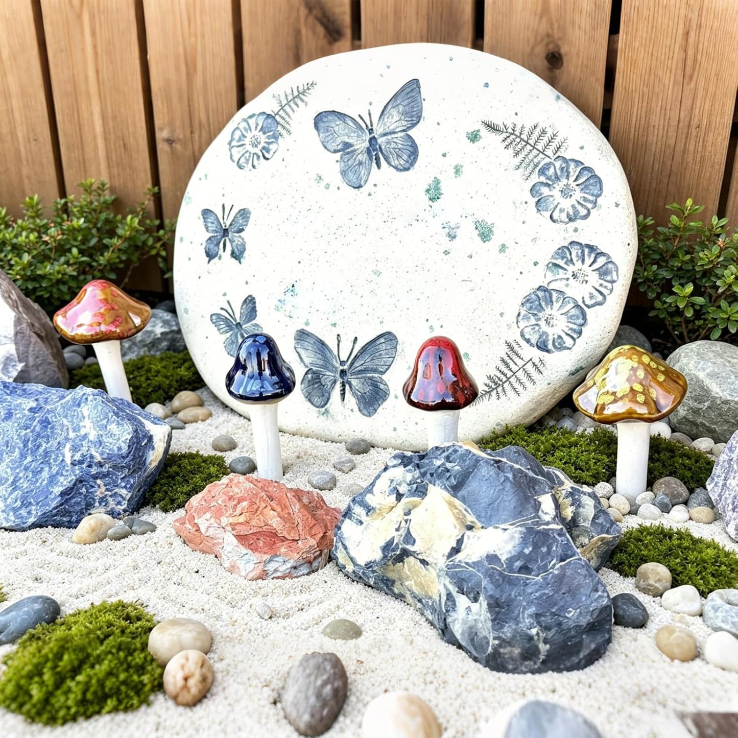 Indoor Plant / Ceramic Garden Mushrooms / Set of 10